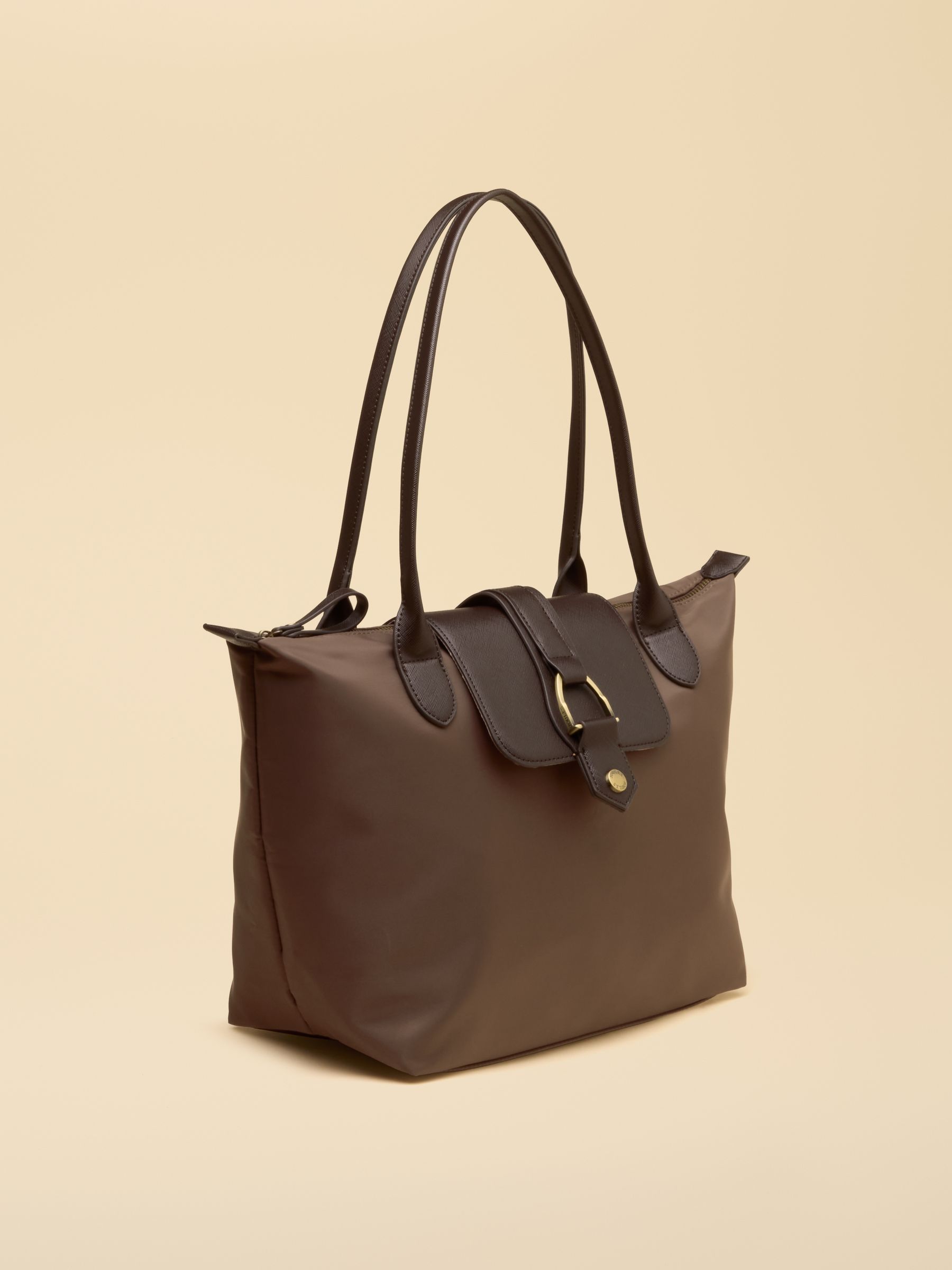 Edie Mocha Brown Zip Top Shopper Bag - Image 7 of 8