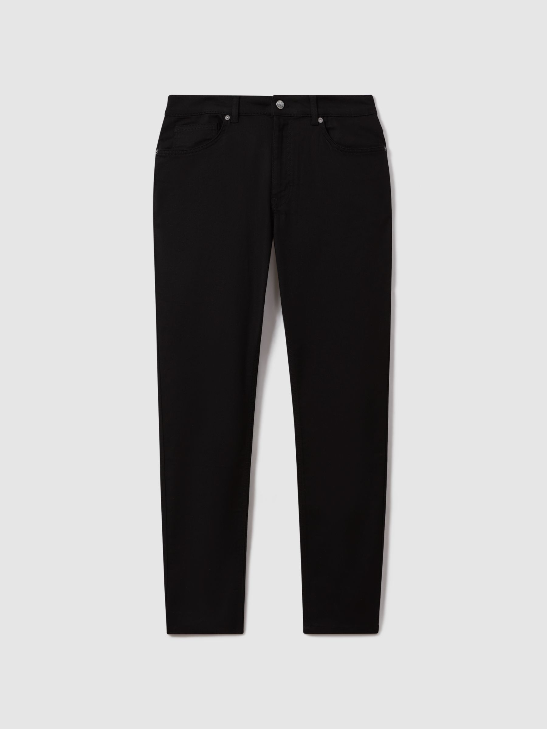 Tapered Slim Fit Jersey Jeans in Black - Image 2 of 6