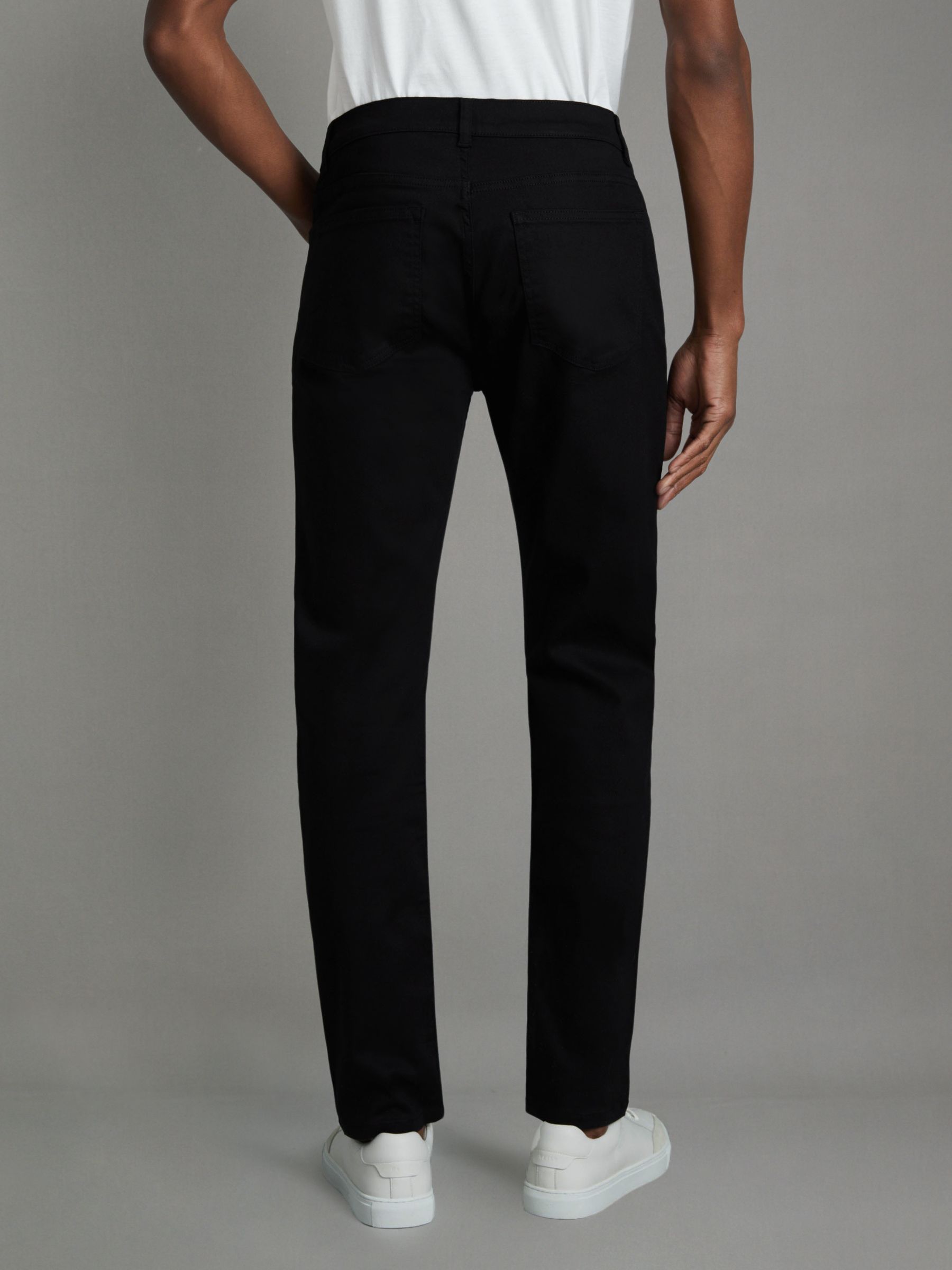 Tapered Slim Fit Jersey Jeans in Black - Image 5 of 6