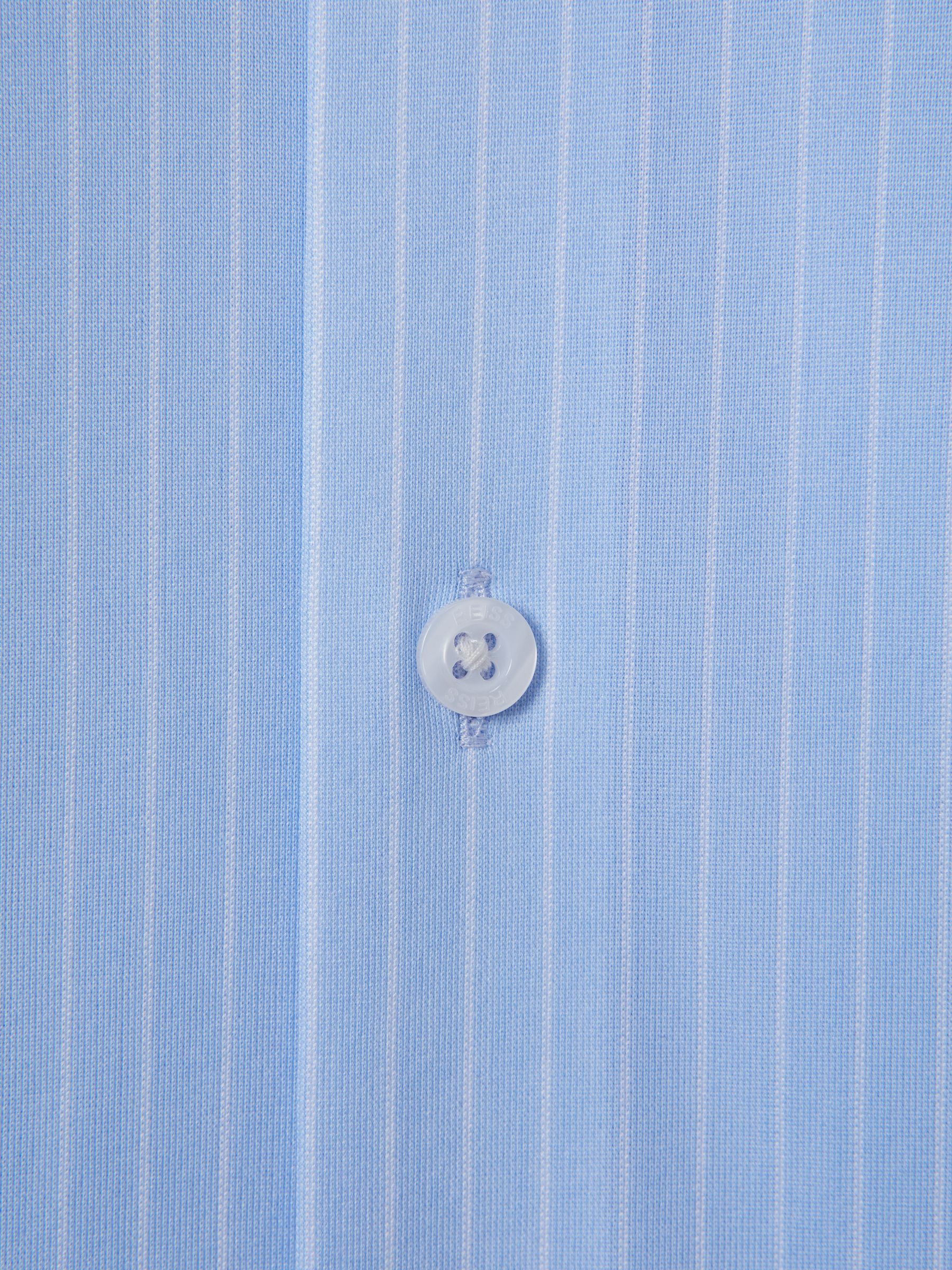 Striped Cotton Blend Shirt in Soft Blue/White - Image 6 of 6