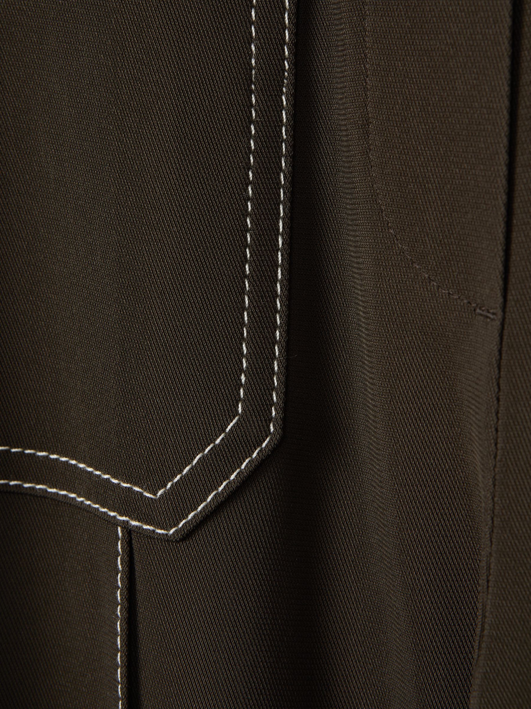 Contrast Stitch Wide Leg Trousers in Khaki - Image 6 of 6