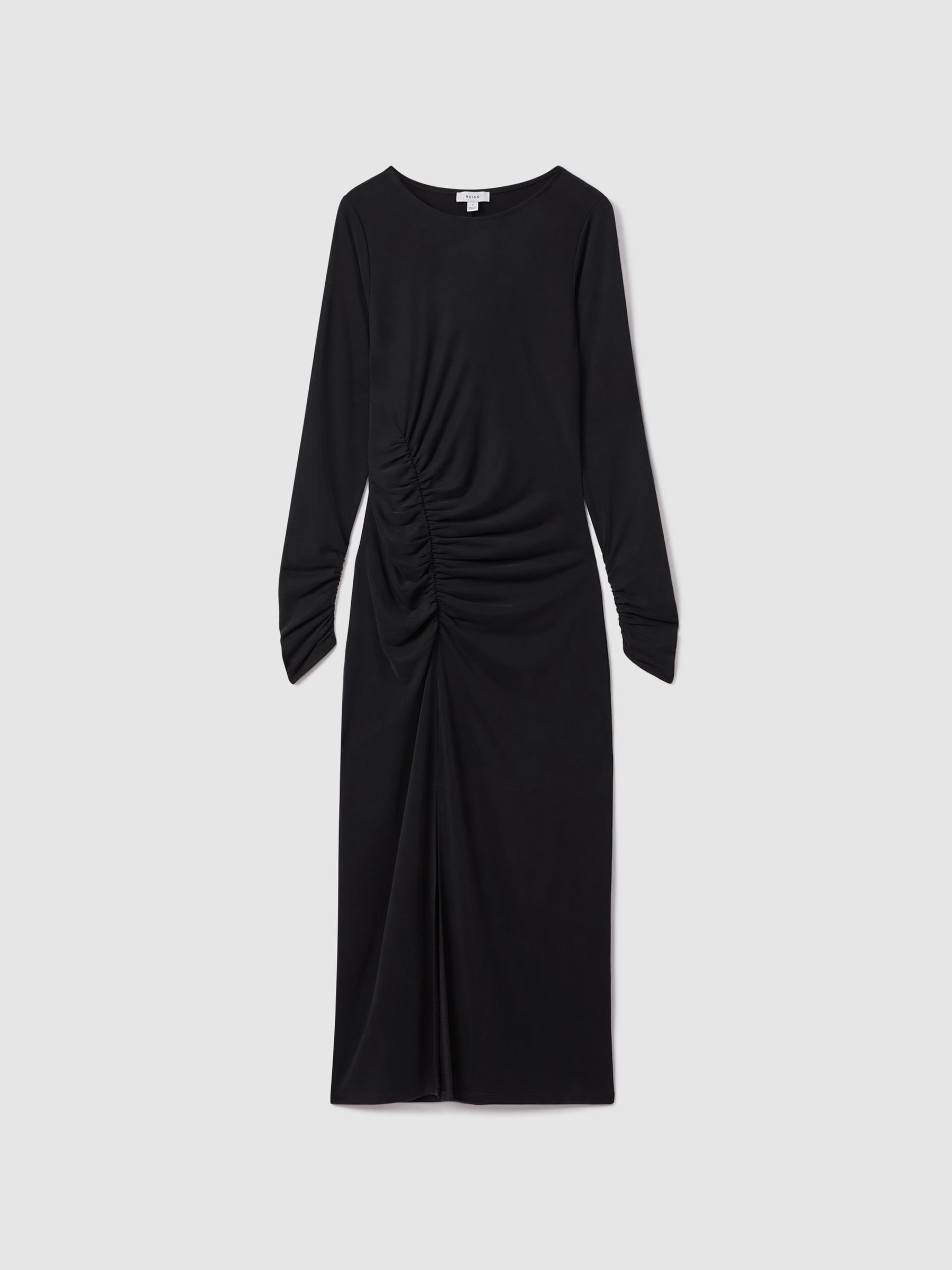 Ruched Jersey Midi Dress in Charcoal - Image 2 of 6