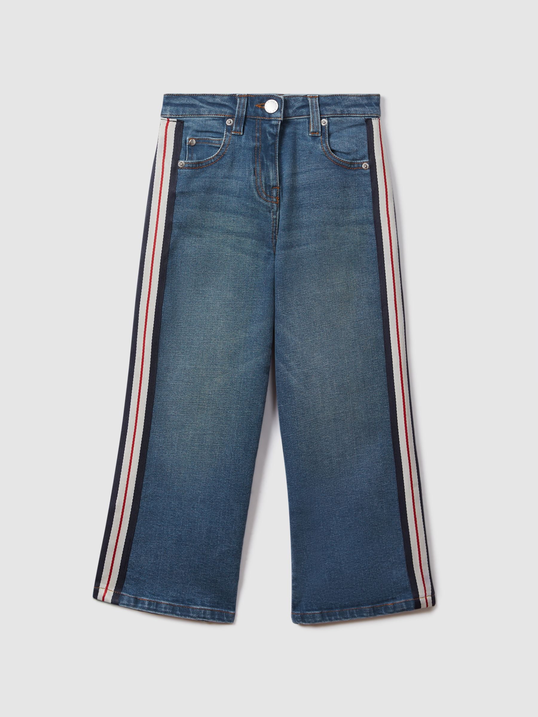 13-14 yrs Side Stripe Straight Leg Jeans in Blue - Image 1 of 6