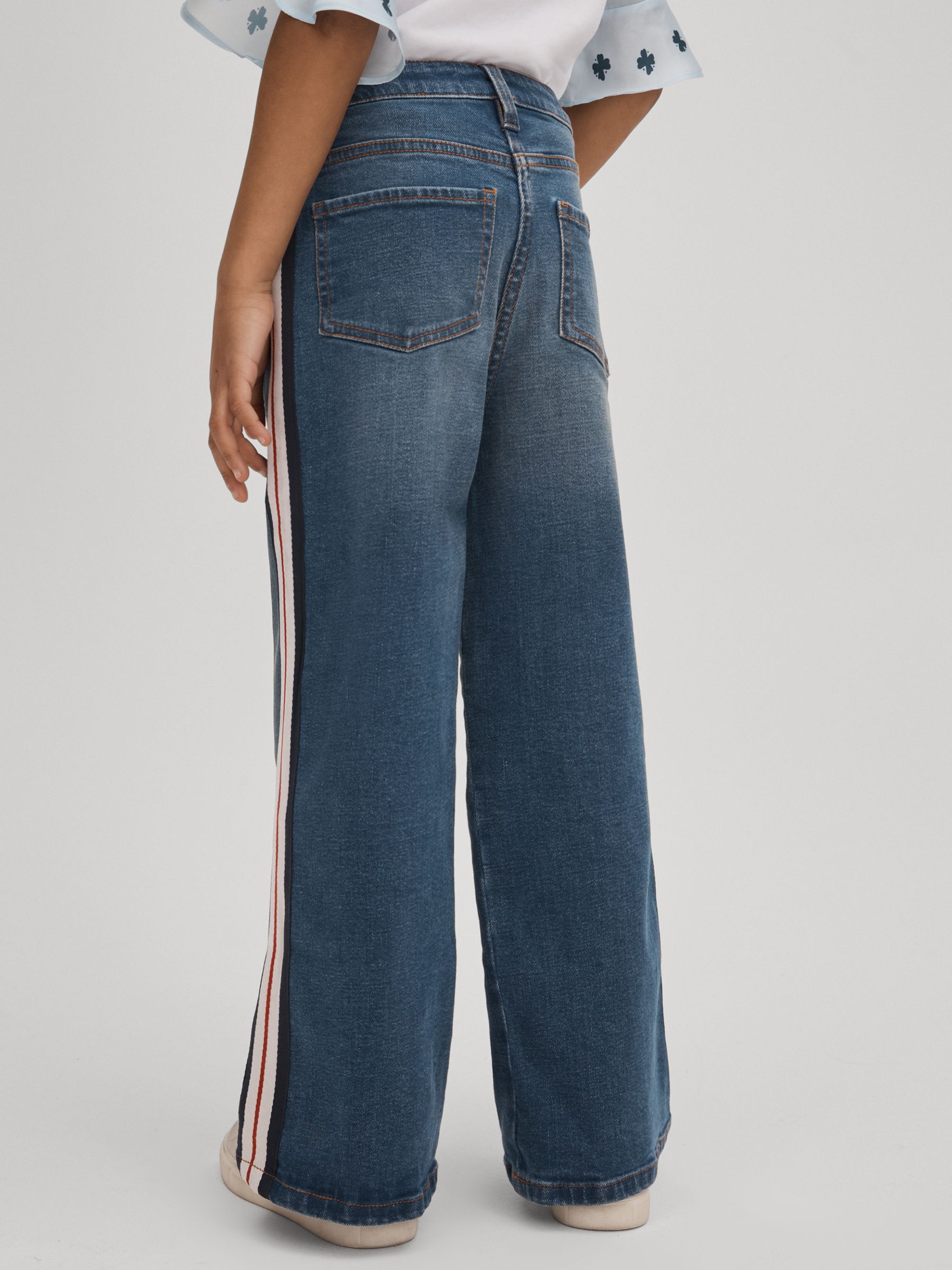 13-14 yrs Side Stripe Straight Leg Jeans in Blue - Image 5 of 6