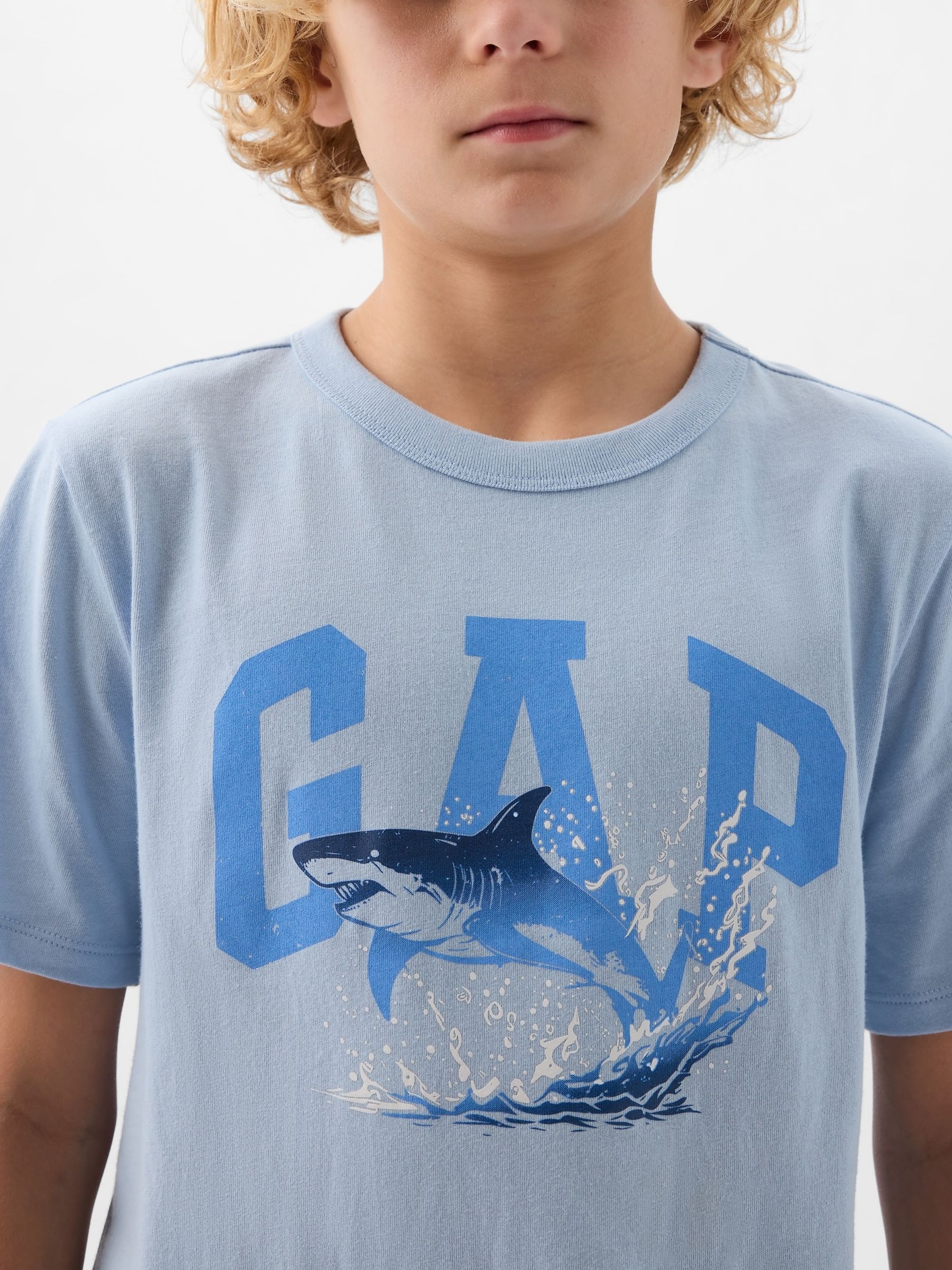 Blue Shark Logo Graphic Short Sleeve Crew Neck T-Shirt (4-13yrs) - Image 4 of 4