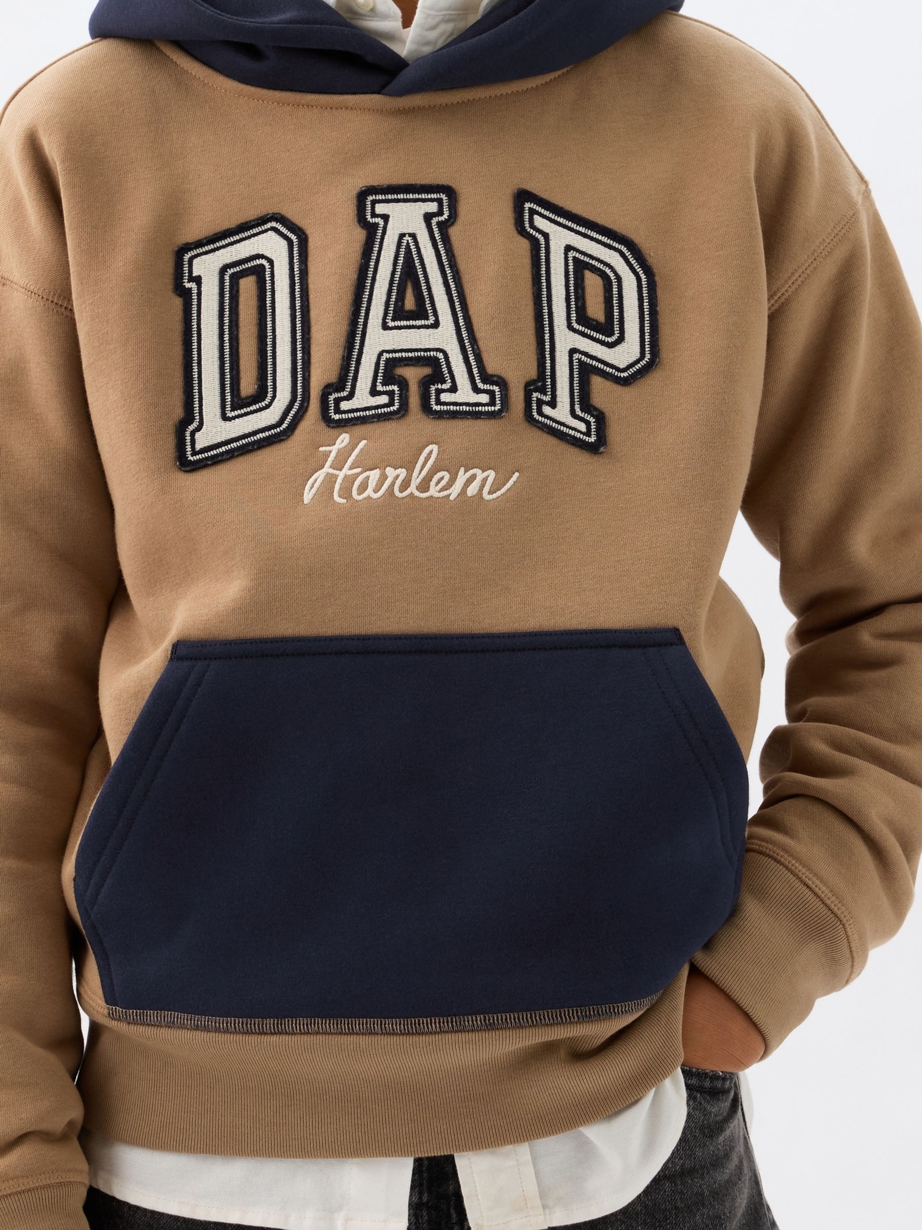 Brown Dapper Dan Kids Colourblock Logo Hoodie - Image 4 of 5