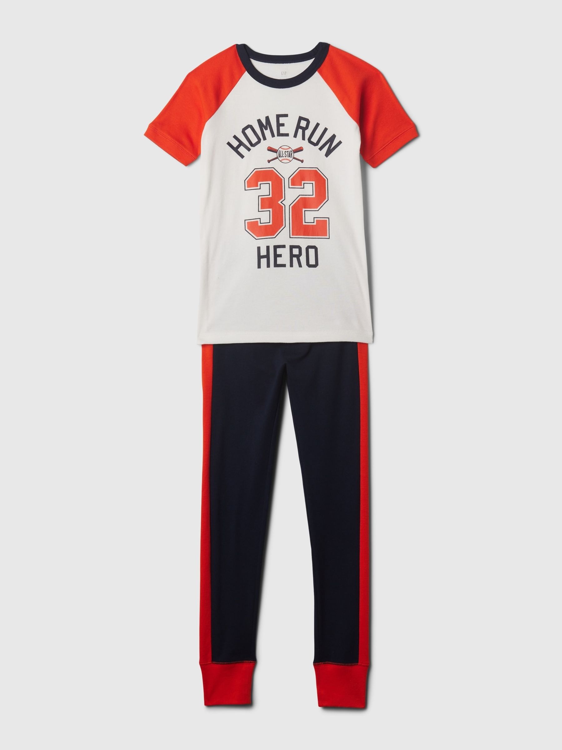 Red Organic Cotton Short Sleeve Crew Neck Graphic Pyjama Set (4-13yrs) - Image 1 of 1