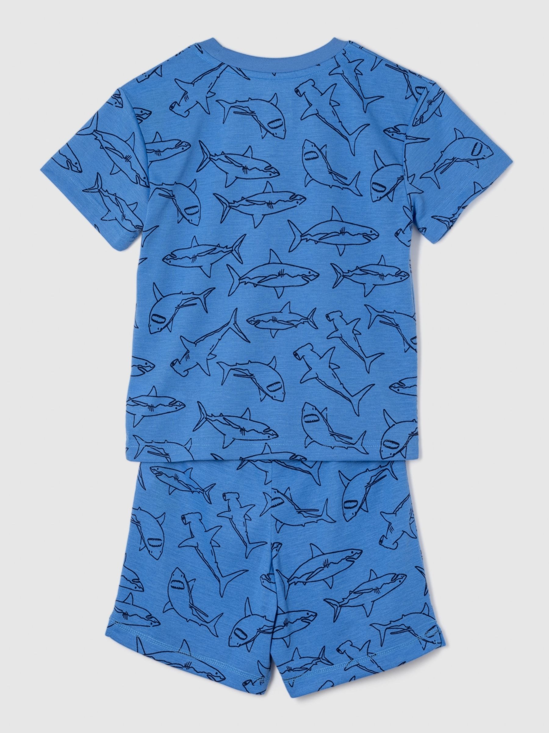 Blue Shark Print Short Pyjama Set (4-13yrs) - Image 2 of 3