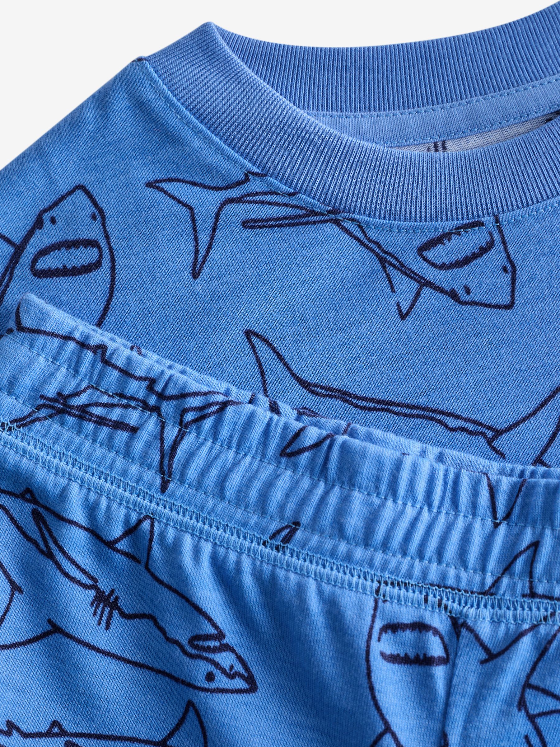 Blue Shark Print Short Pyjama Set (4-13yrs) - Image 3 of 3