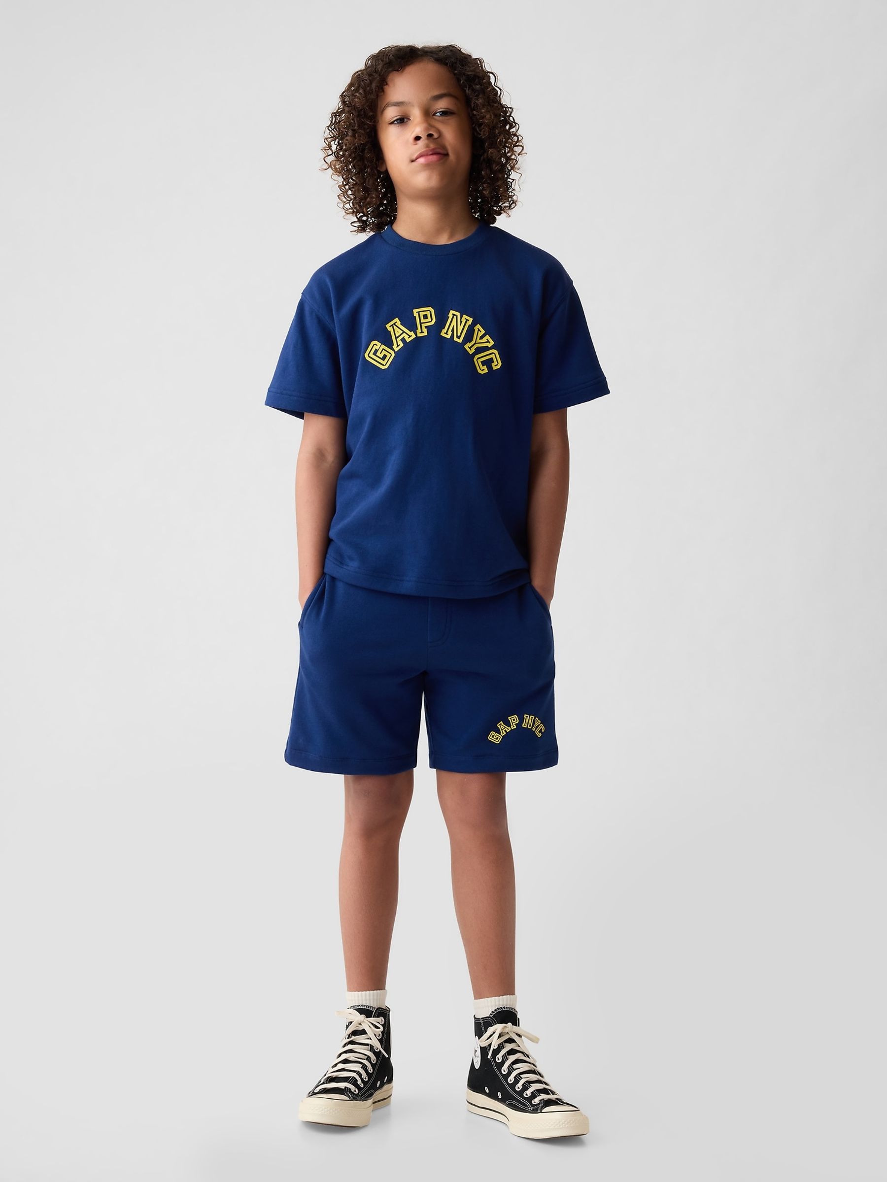 Blue Pull On Logo Jogger Shorts (4-13yrs) - Image 1 of 1