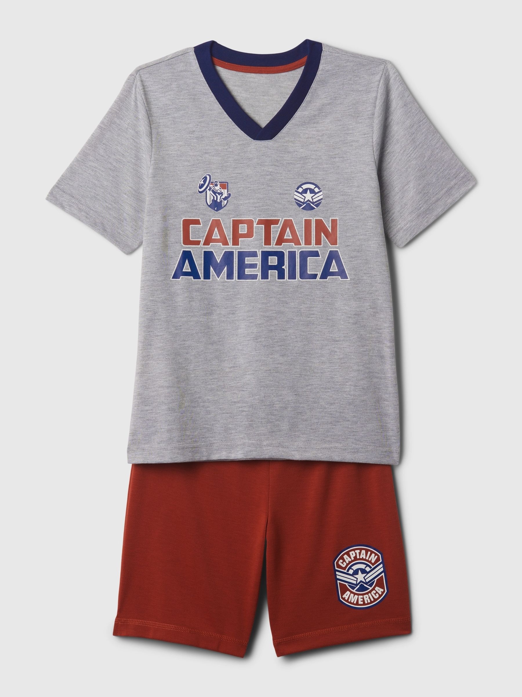 Grey Marvel Captain America Shorts Pyjama Set (4-13yrs) - Image 1 of 1