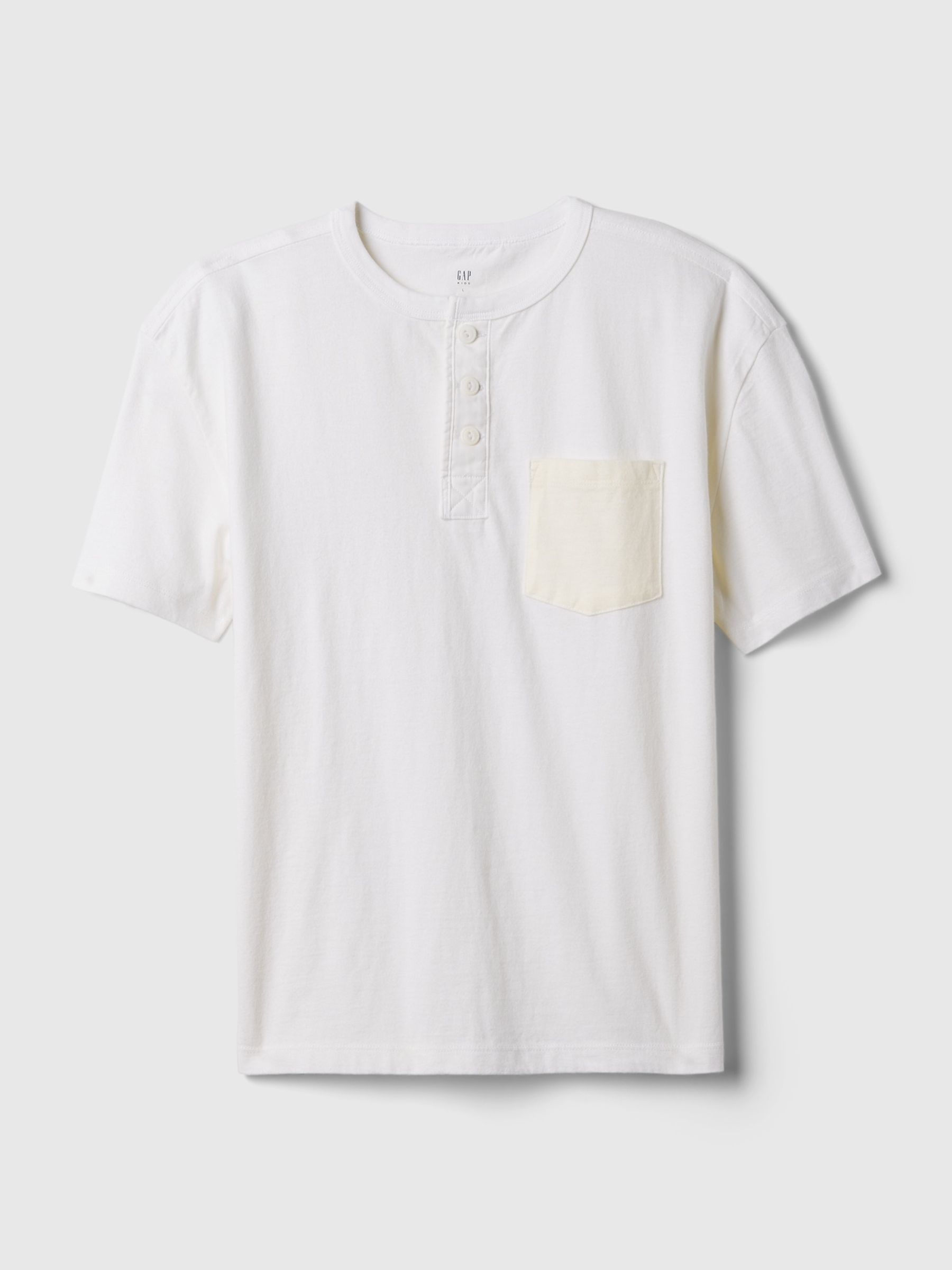 White Vintage Henley Short Sleeve Crew Neck T-Shirt (4-13yrs) - Image 1 of 1