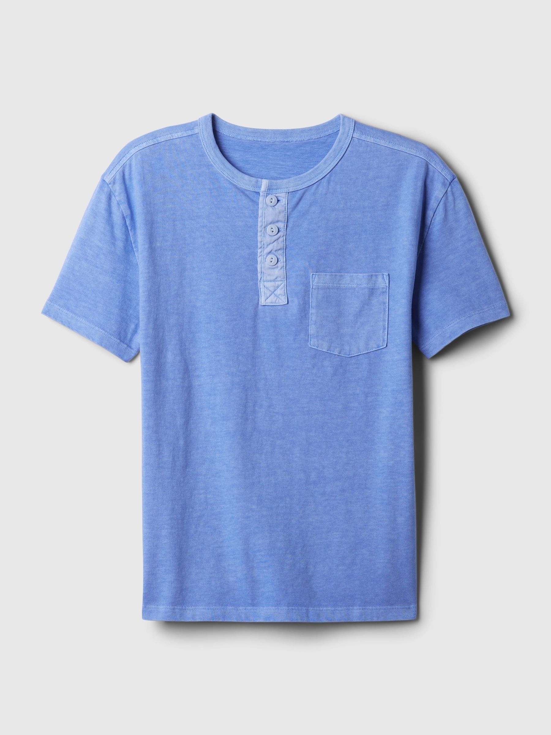 Blue Vintage Henley Short Sleeve Crew Neck T-Shirt (4-13yrs) - Image 1 of 1