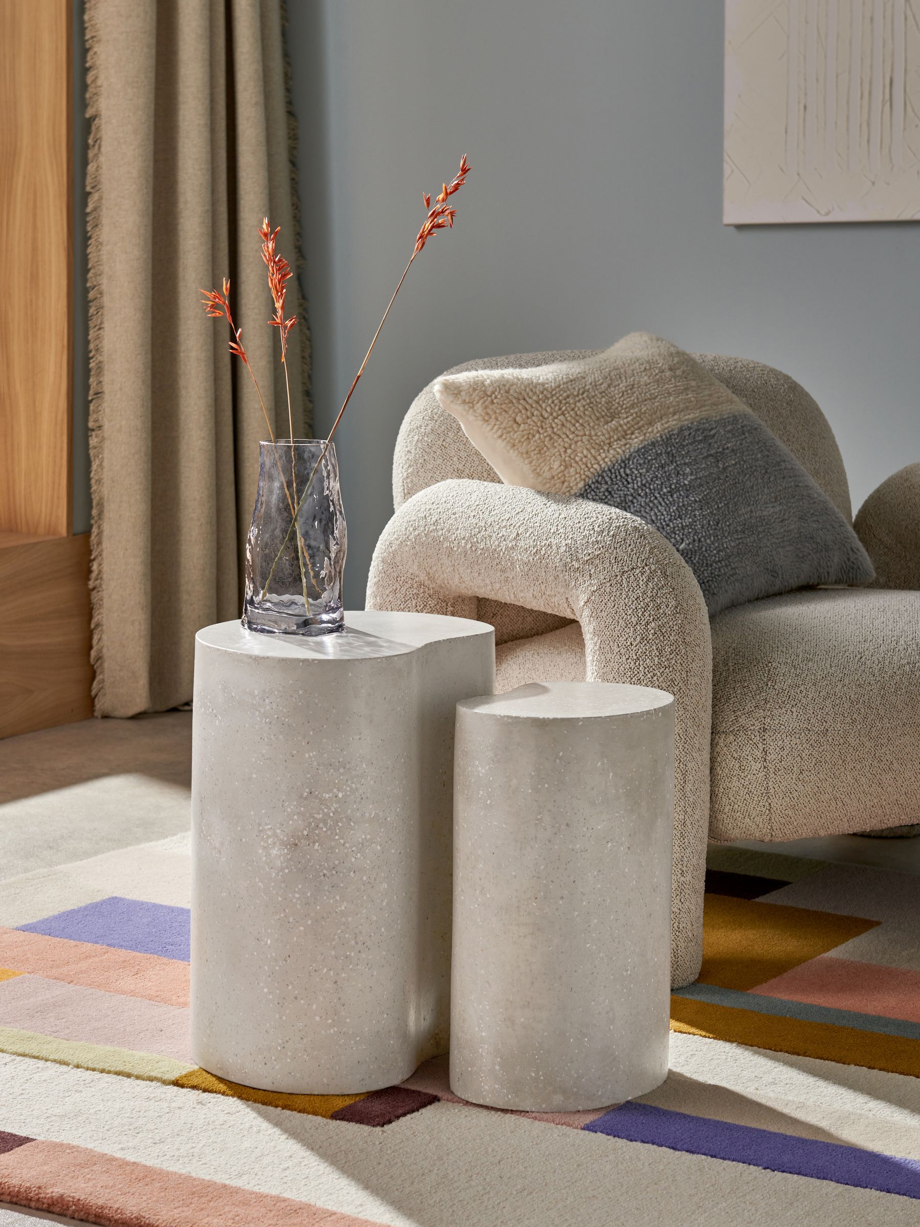 Set of 2 Marnie Nest of Tables in Grey Terrazzo Concrete - Image 1 of 6