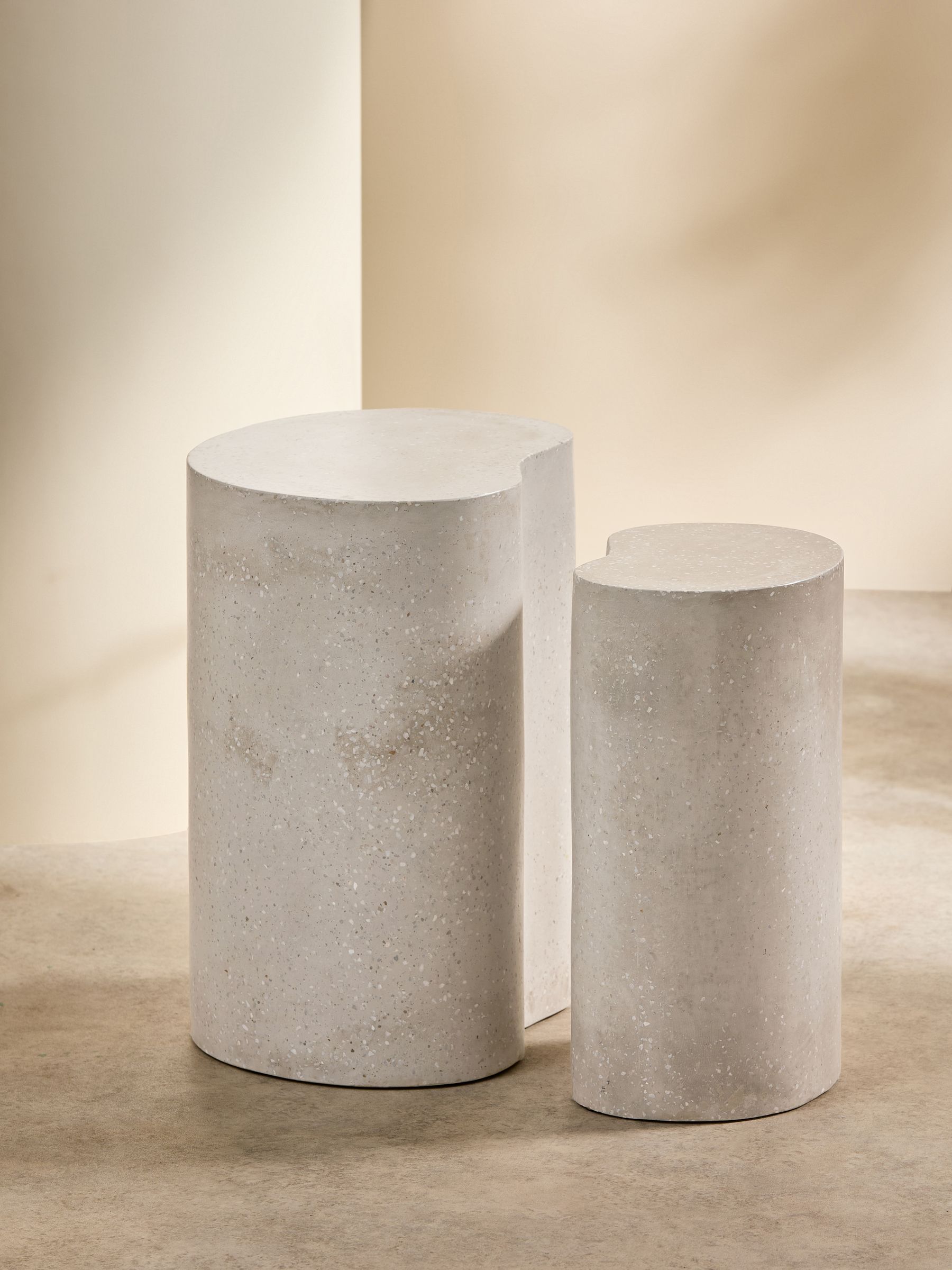 Set of 2 Marnie Nest of Tables in Grey Terrazzo Concrete - Image 2 of 6