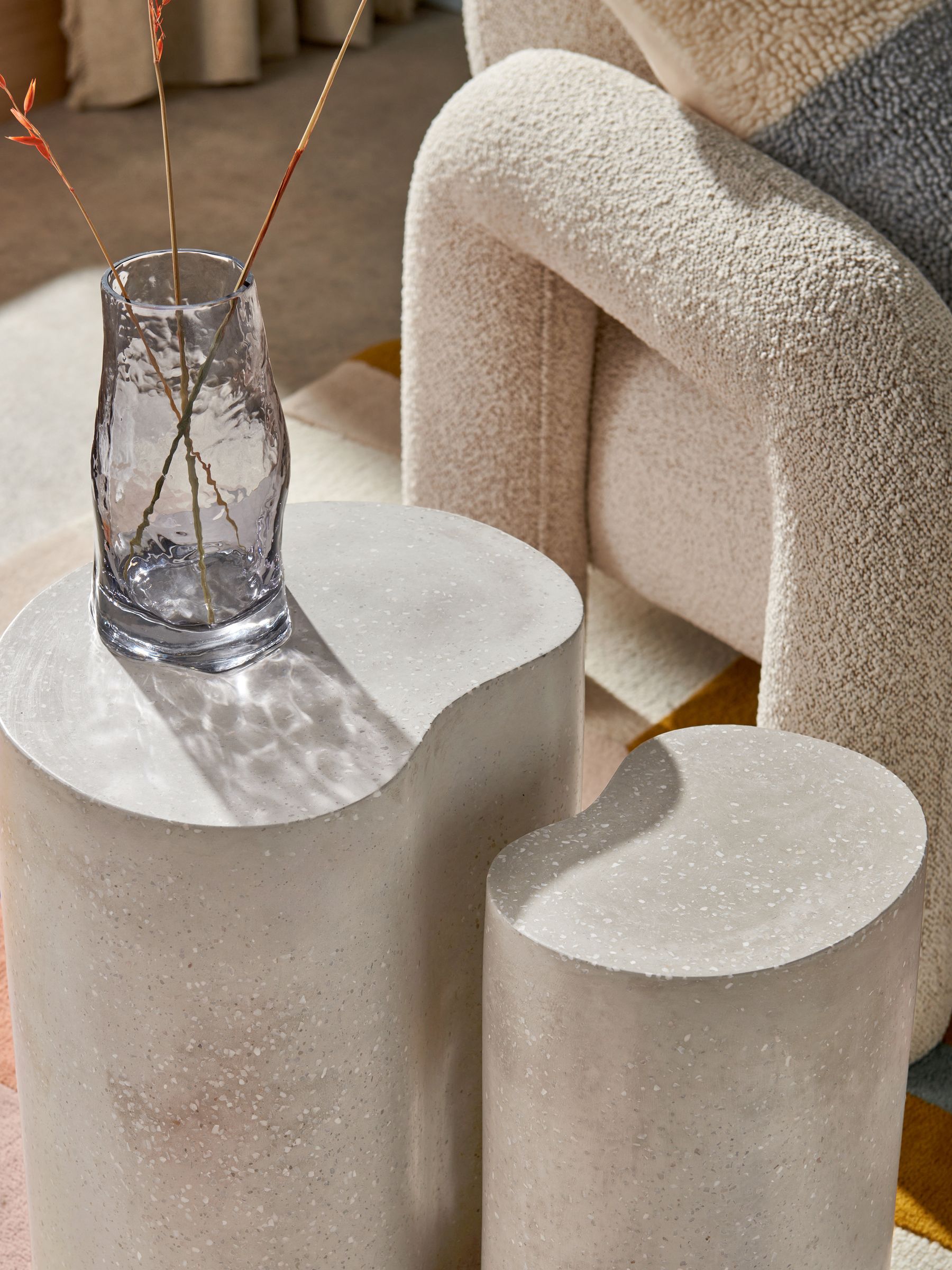 Set of 2 Marnie Nest of Tables in Grey Terrazzo Concrete - Image 3 of 6