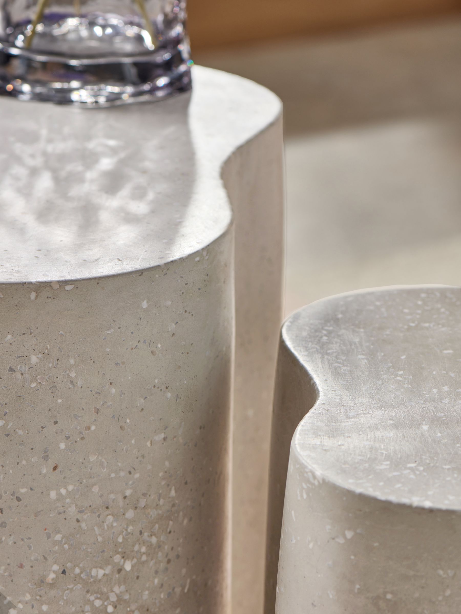 Set of 2 Marnie Nest of Tables in Grey Terrazzo Concrete - Image 4 of 6