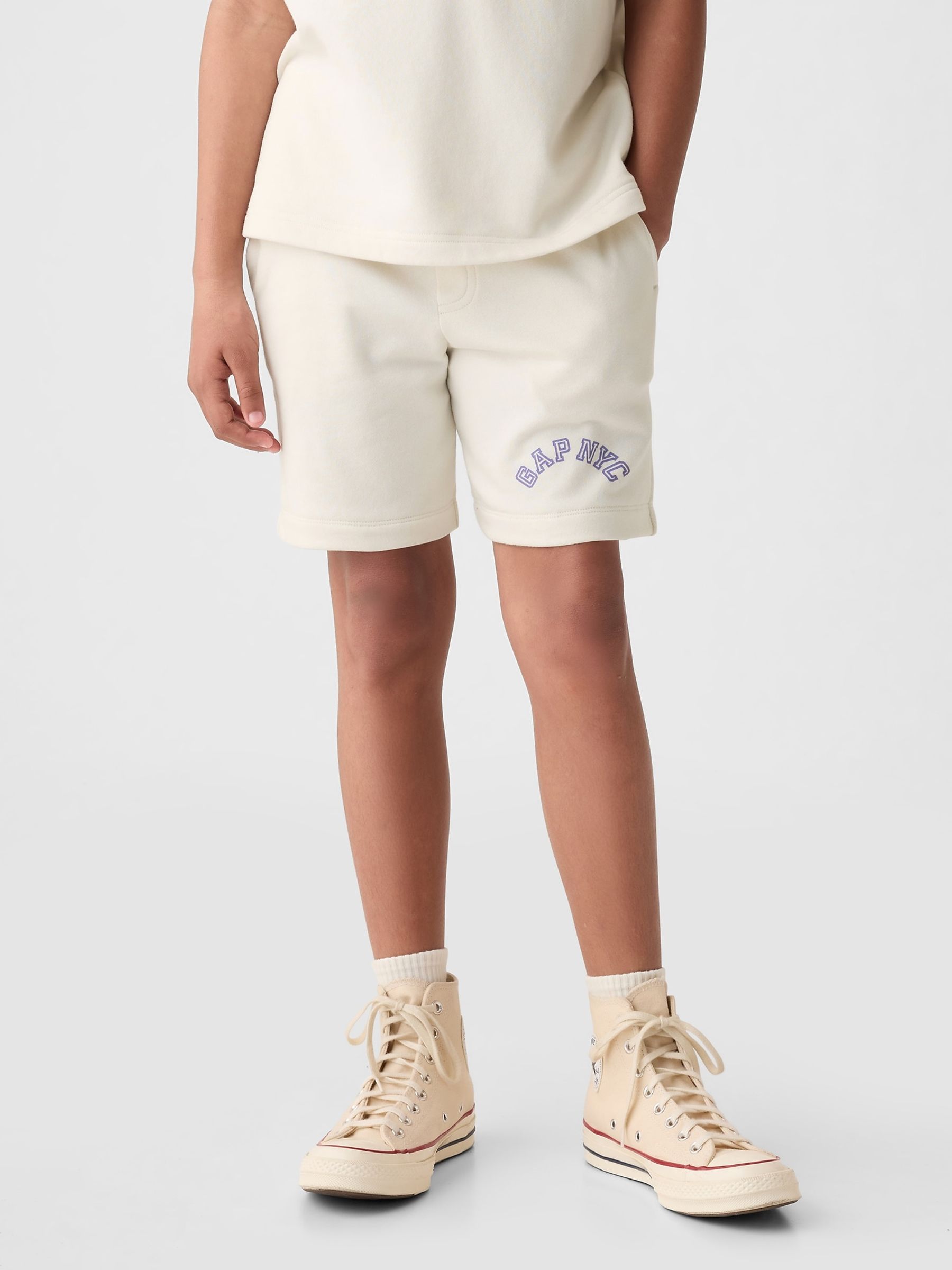 White Pull On Logo Jogger Shorts (4-13yrs) - Image 1 of 1