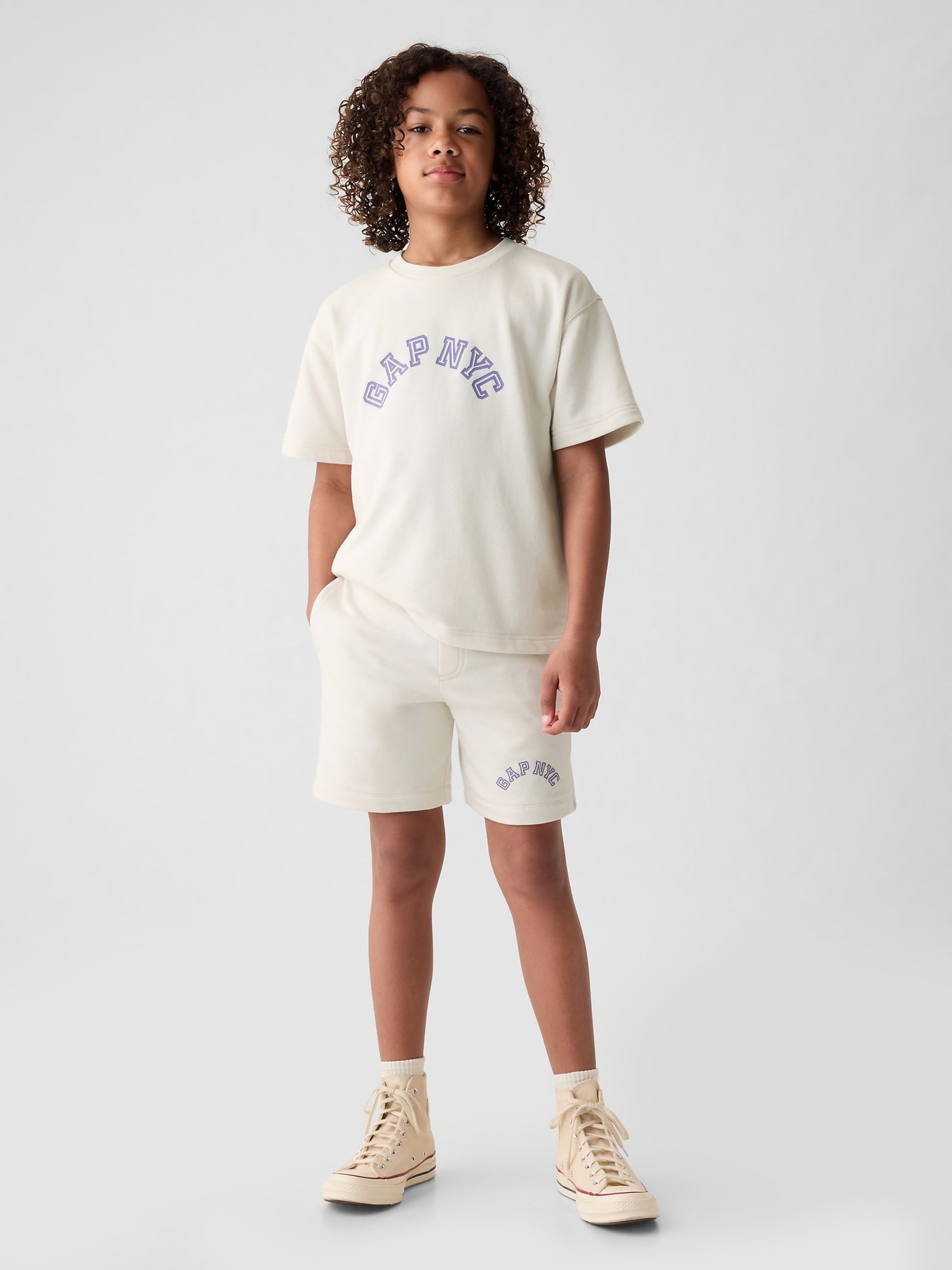 White Pull On Logo Jogger Shorts (4-13yrs) - Image 3 of 6