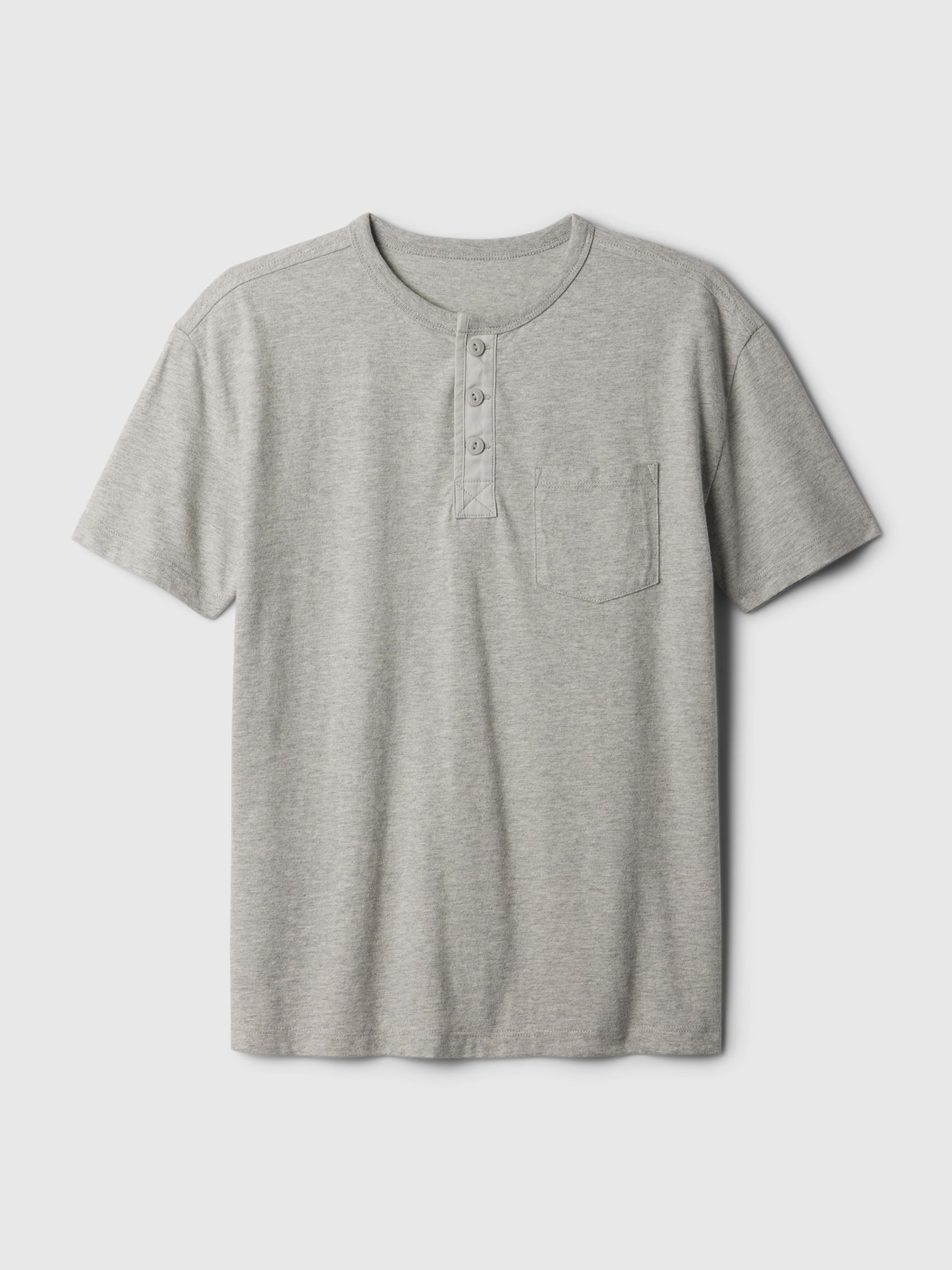 Grey Vintage Henley Short Sleeve Crew Neck T-Shirt (4-13yrs) - Image 1 of 2