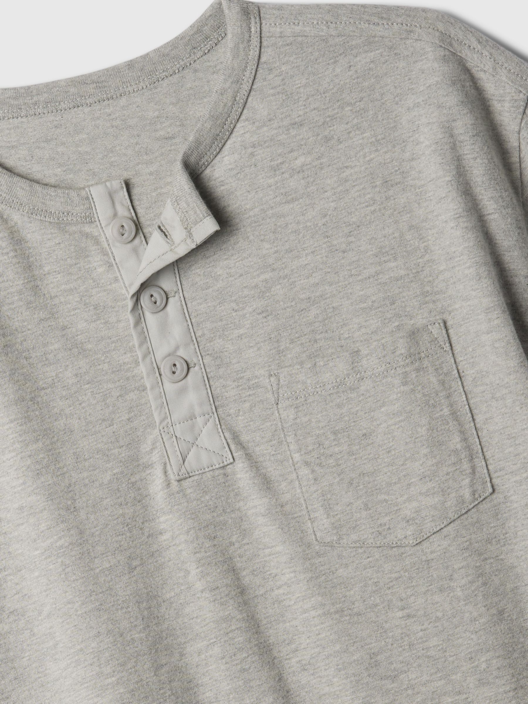 Grey Vintage Henley Short Sleeve Crew Neck T-Shirt (4-13yrs) - Image 2 of 2