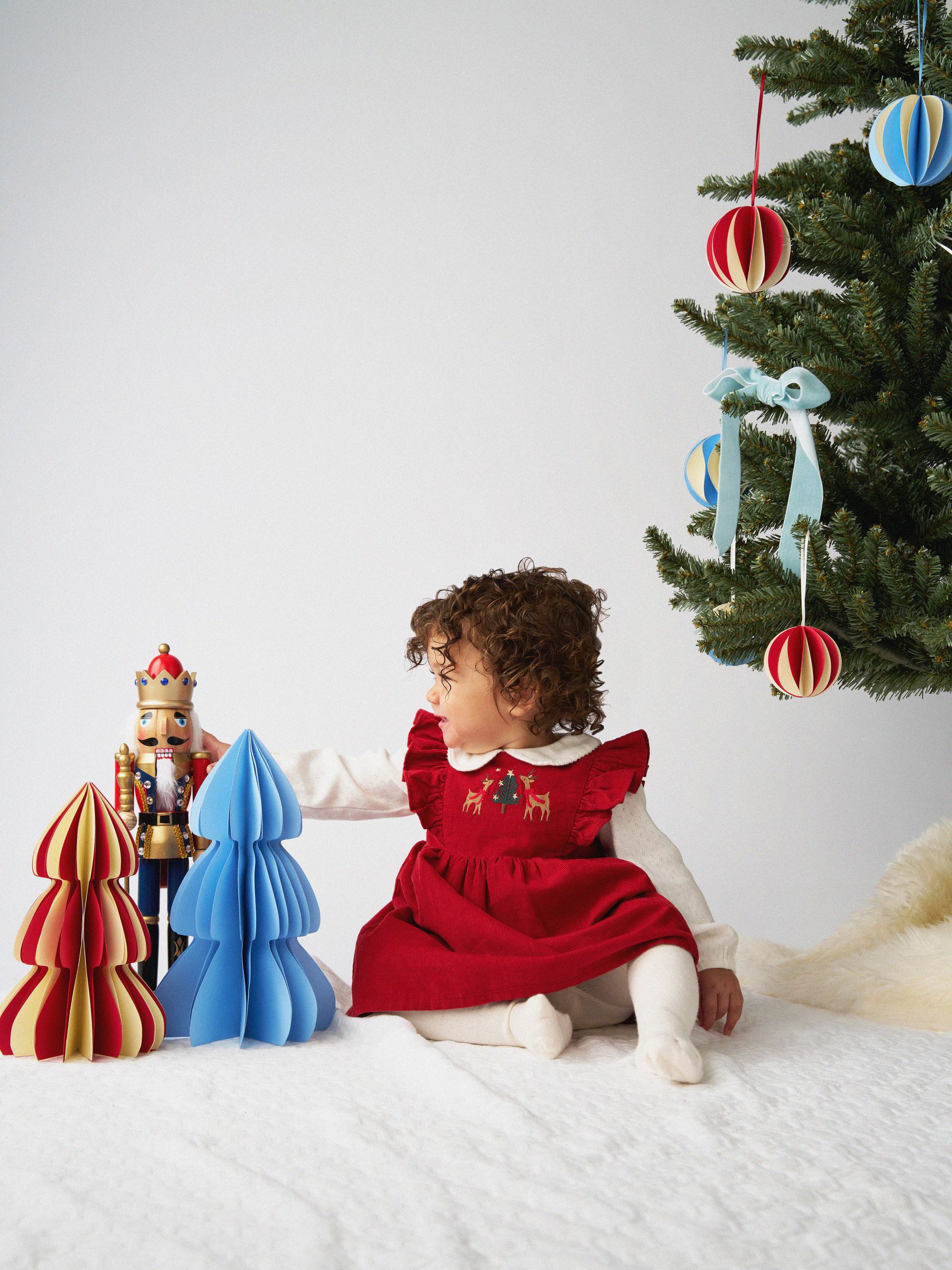 Dark Red Reindeer Christmas Dress & Tights Set - Image 1 of 3 Dark Red Reindeer Christmas Dress & Tights Set - Image 1 of 3