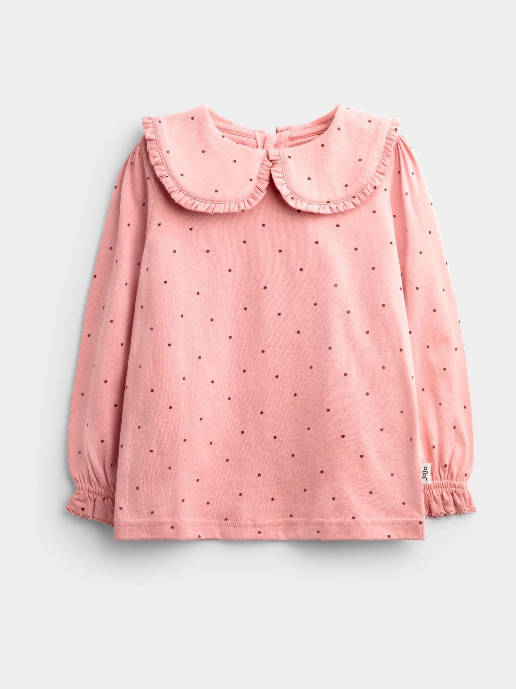Rose Pink Spot 2-Pack Long Sleeve Frill Collar Tops - Image 3 of 7