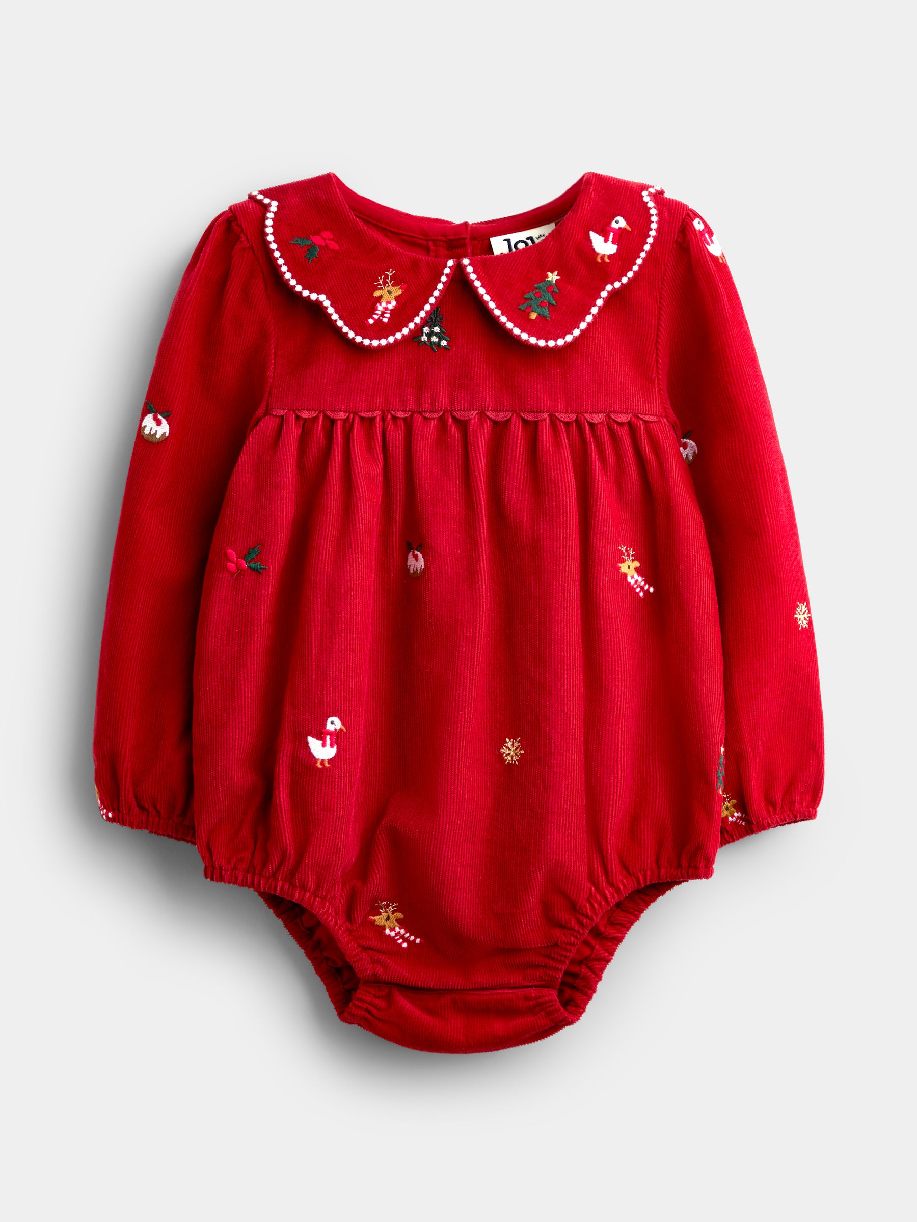 Red Christmas Embroidered Bubble & Tights Set - Image 2 of 6 Red Christmas Embroidered Bubble & Tights Set - Image 2 of 6