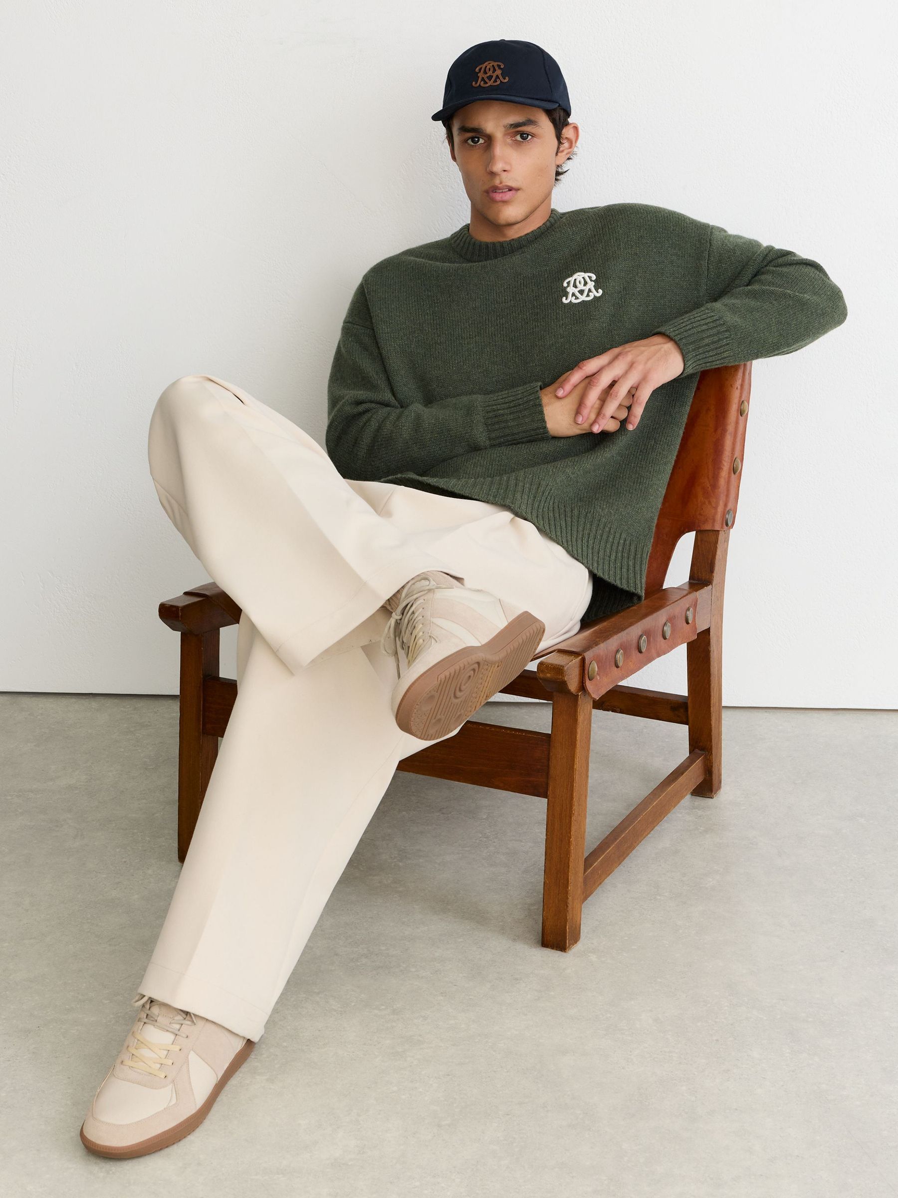 Monogram Bonded Leather and Suede Trainers in Off White - Image 1 of 5 Monogram Bonded Leather and Suede Trainers in Off White - Image 1 of 5