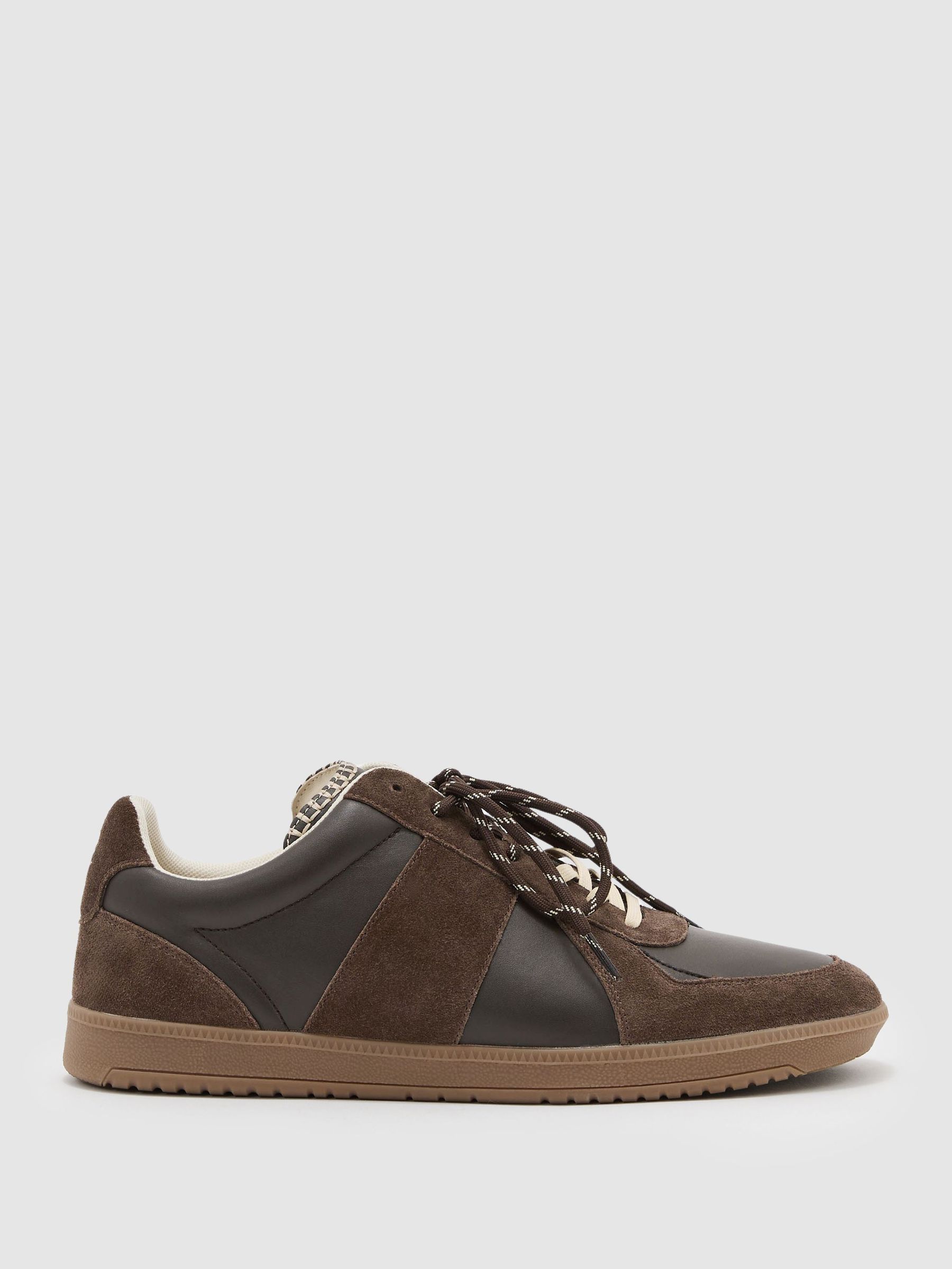 Monogram Bonded Leather and Suede Trainers in Dark Brown - Image 2 of 6
