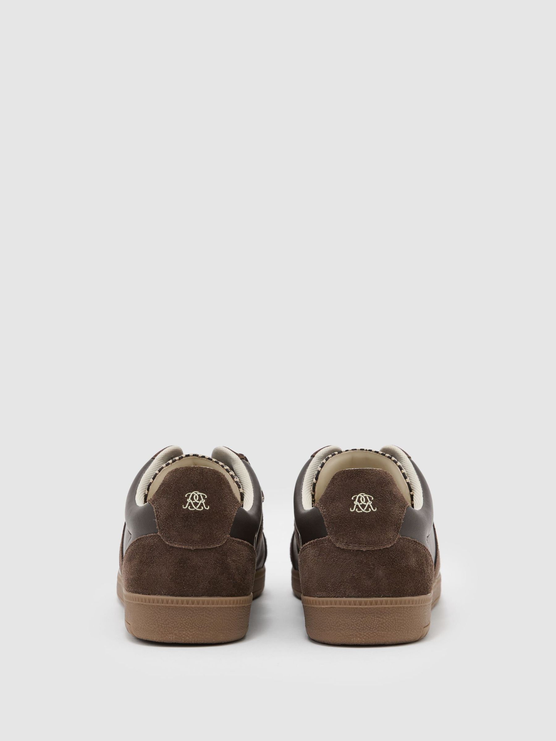 Monogram Bonded Leather and Suede Trainers in Dark Brown - Image 5 of 6