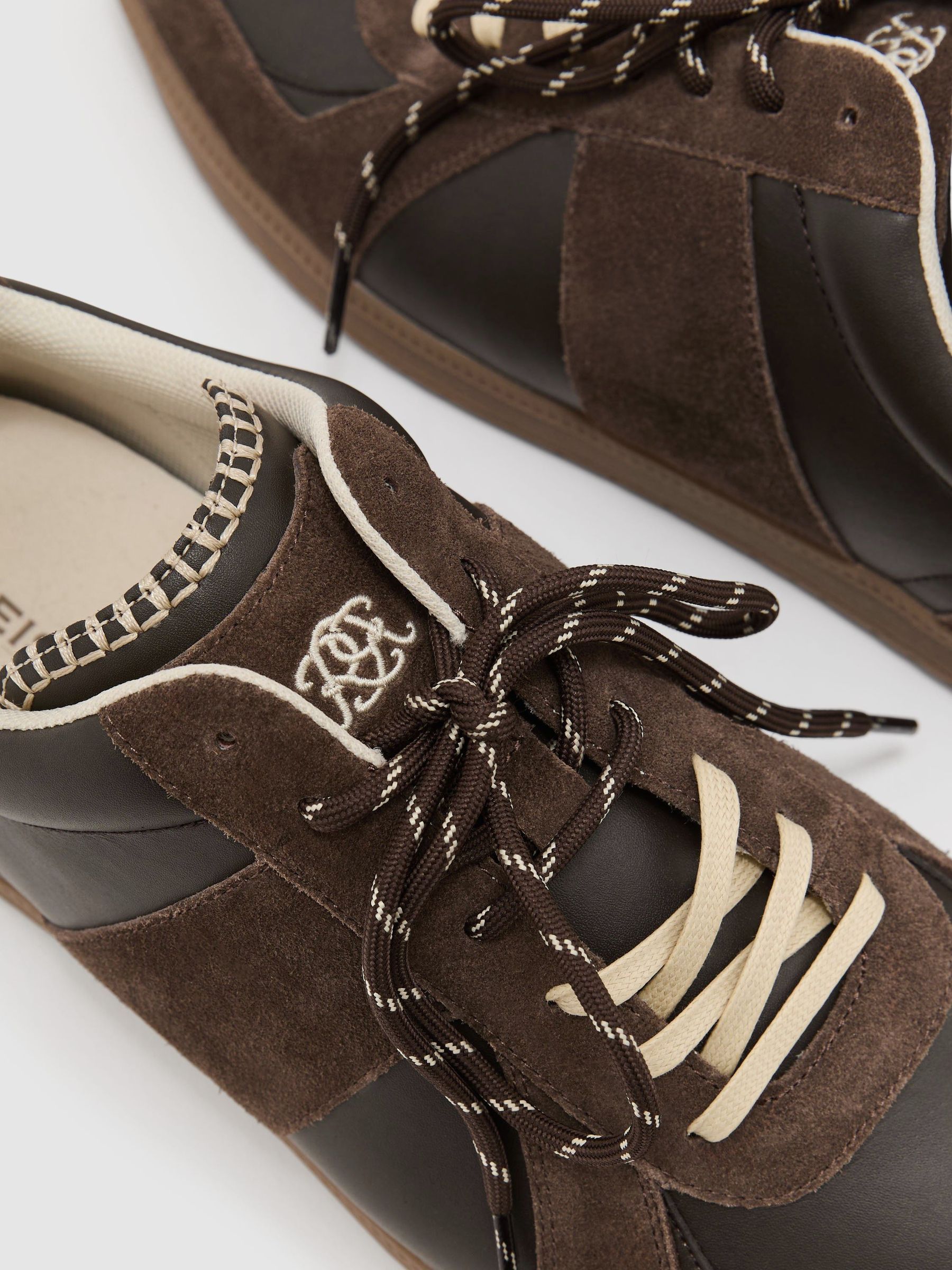 Monogram Bonded Leather and Suede Trainers in Dark Brown - Image 6 of 6