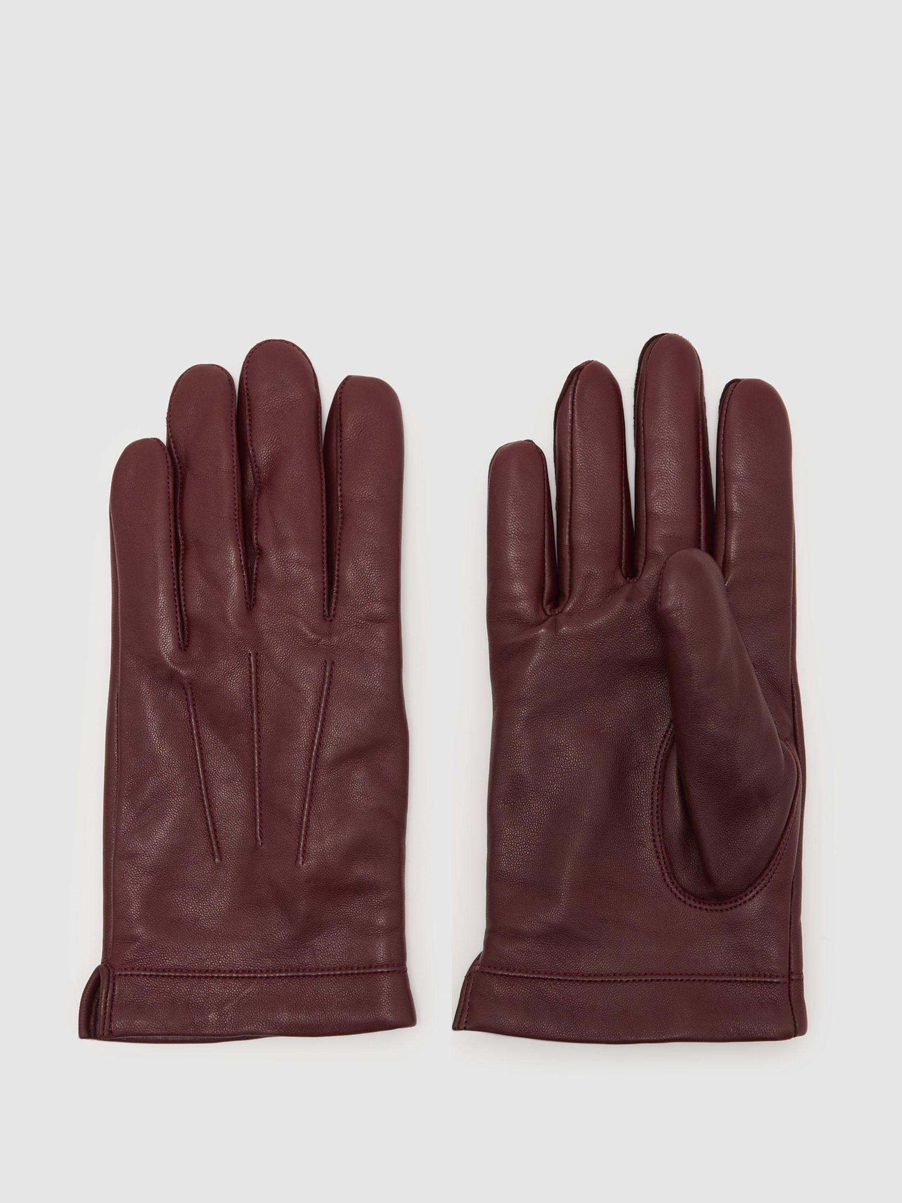 Gants en cuir nappa bordeaux - Image 1 de 2