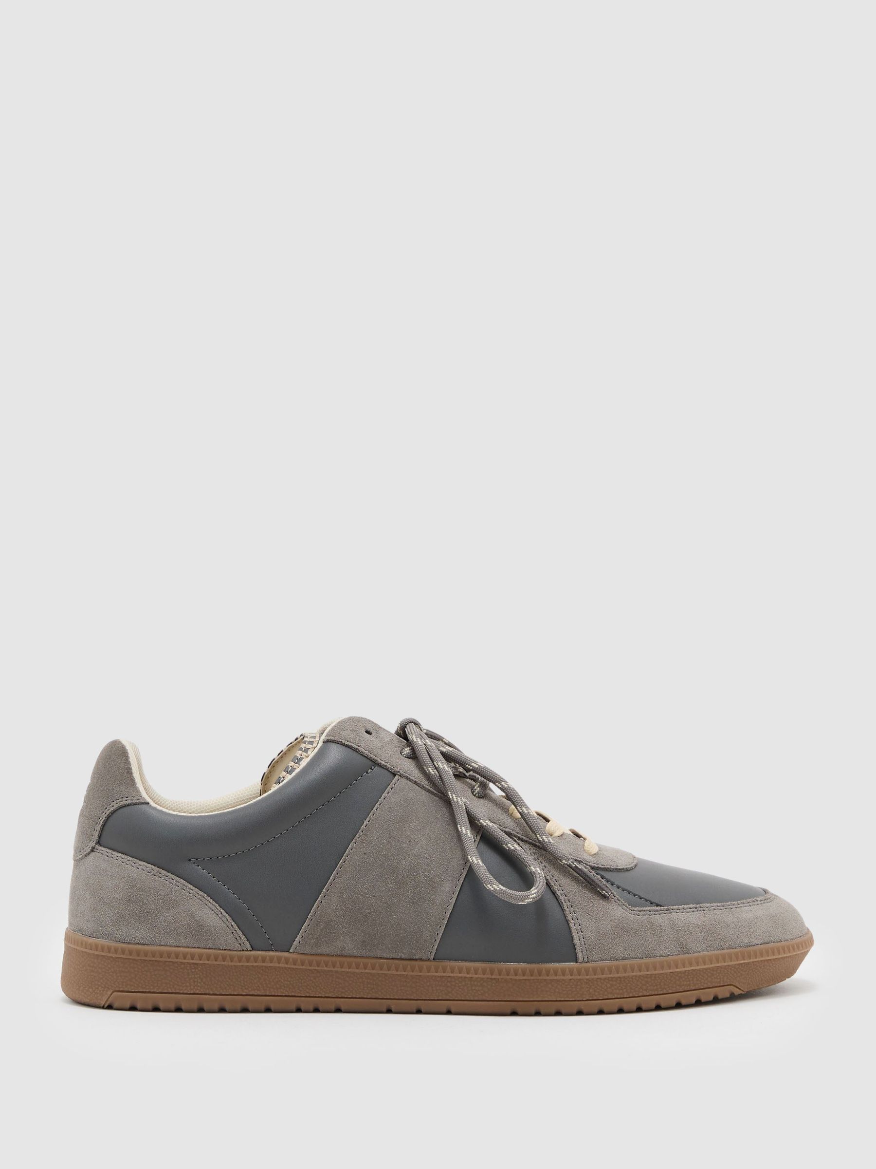 Monogram Bonded Leather and Suede Trainers in Grey - Image 2 of 5 Monogram Bonded Leather and Suede Trainers in Grey - Image 2 of 5