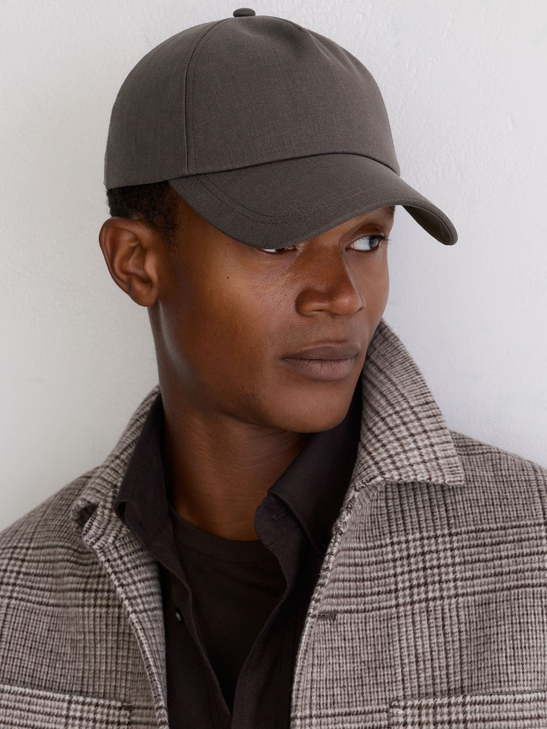 Woven Baseball Cap in Dark Brown - Image 1 of 5