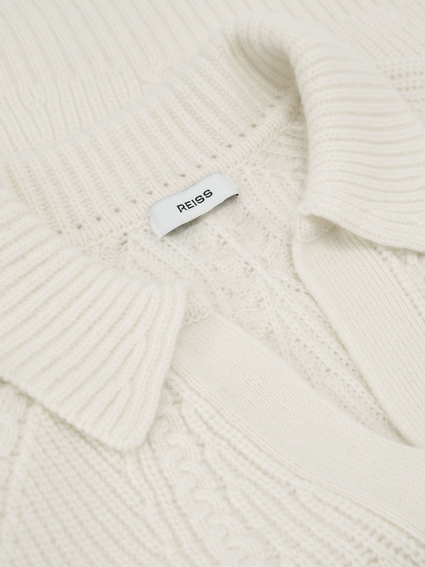 Wool-Cashmere Cable-Knit Detail Jumper in Cream - Image 7 of 7