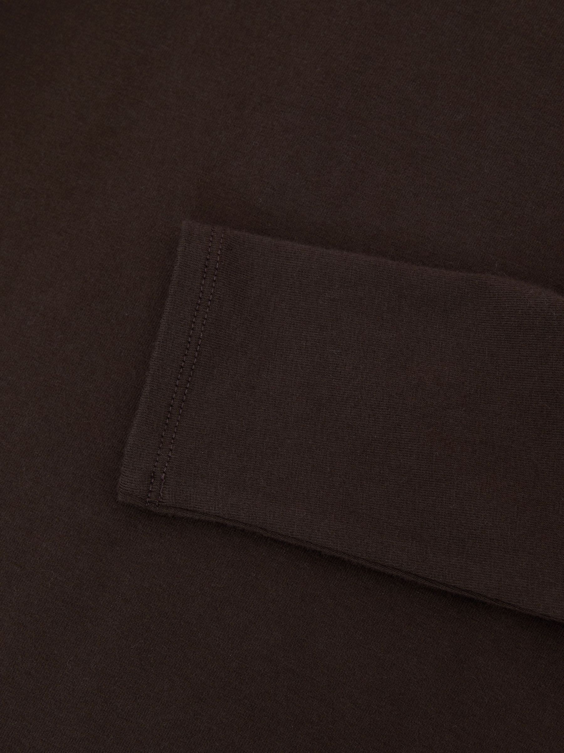 Cotton Crew-Neck Long-Sleeve T-Shirt With Stretch in Chocolate Brown - Image 6 of 6