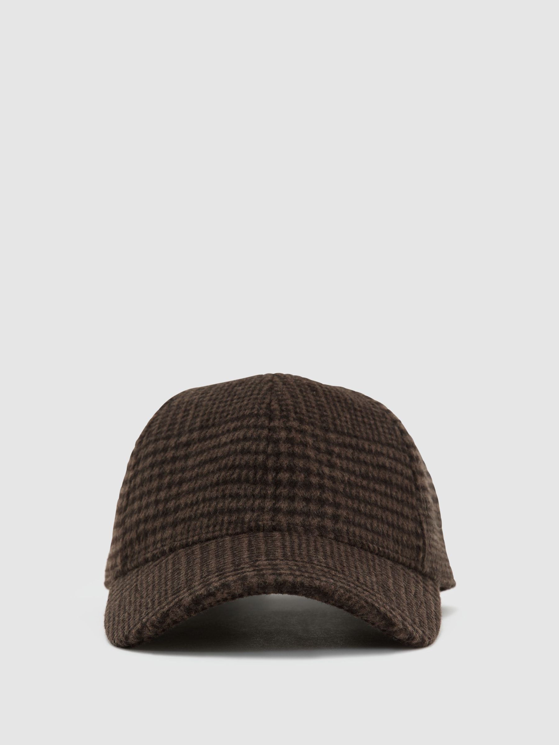 Wool-Blend Houndstooth-Check Baseball Cap in Brown - Image 2 of 6