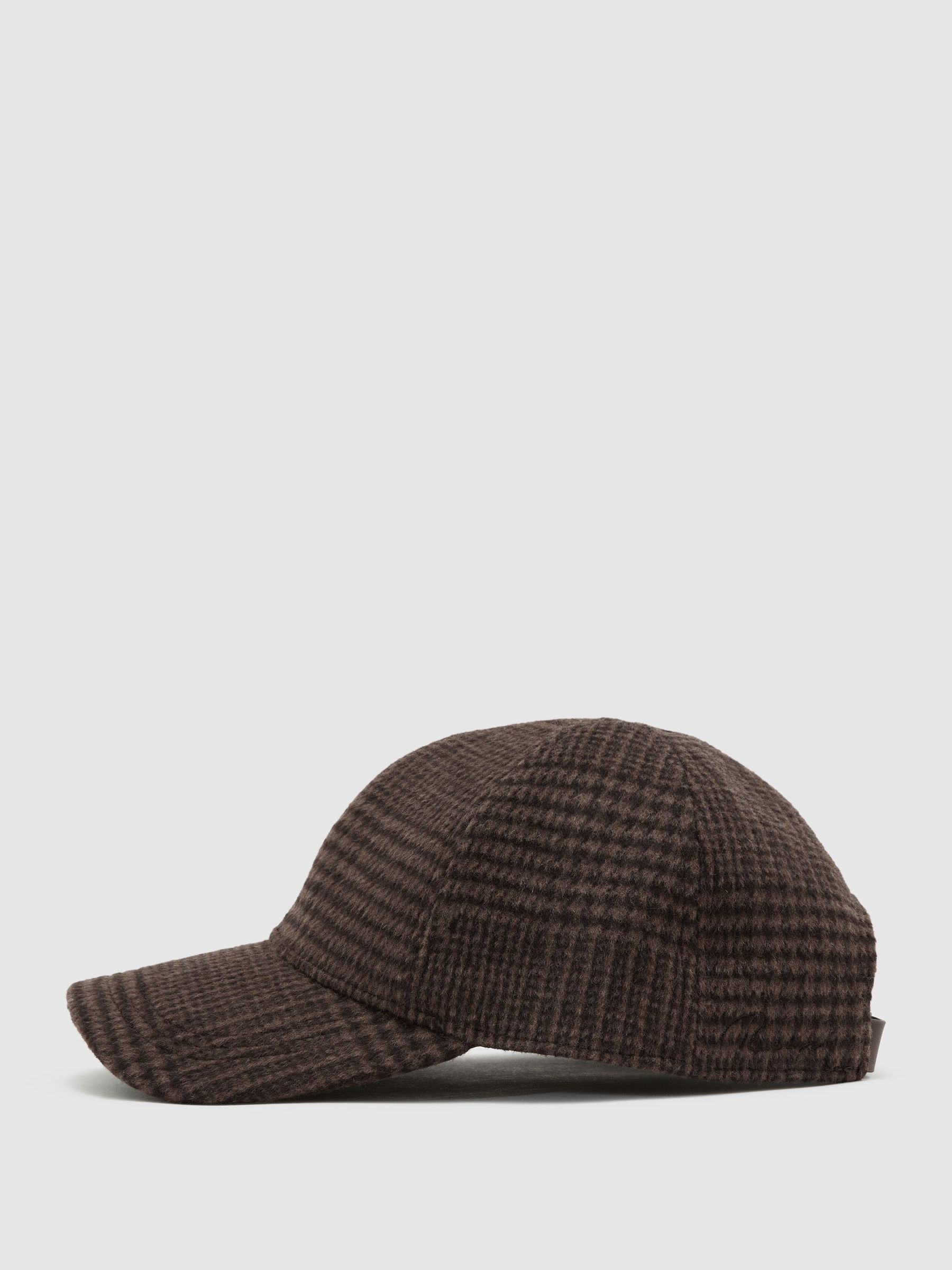 Wool-Blend Houndstooth-Check Baseball Cap in Brown - Image 3 of 6