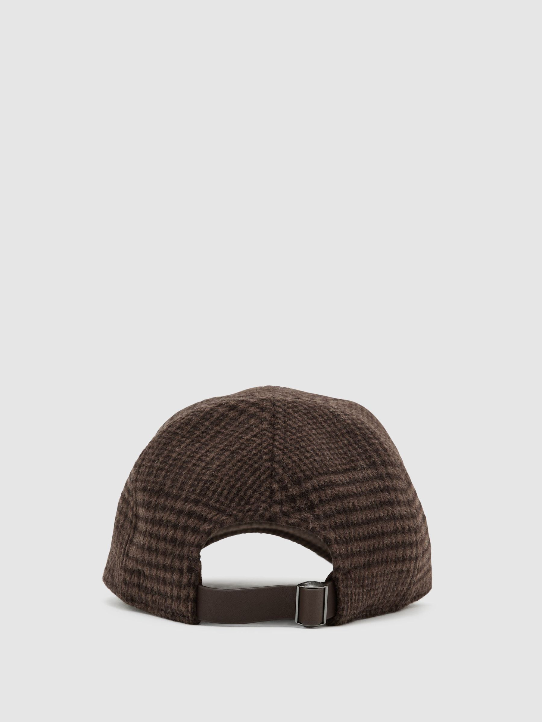 Wool-Blend Houndstooth-Check Baseball Cap in Brown - Image 5 of 6