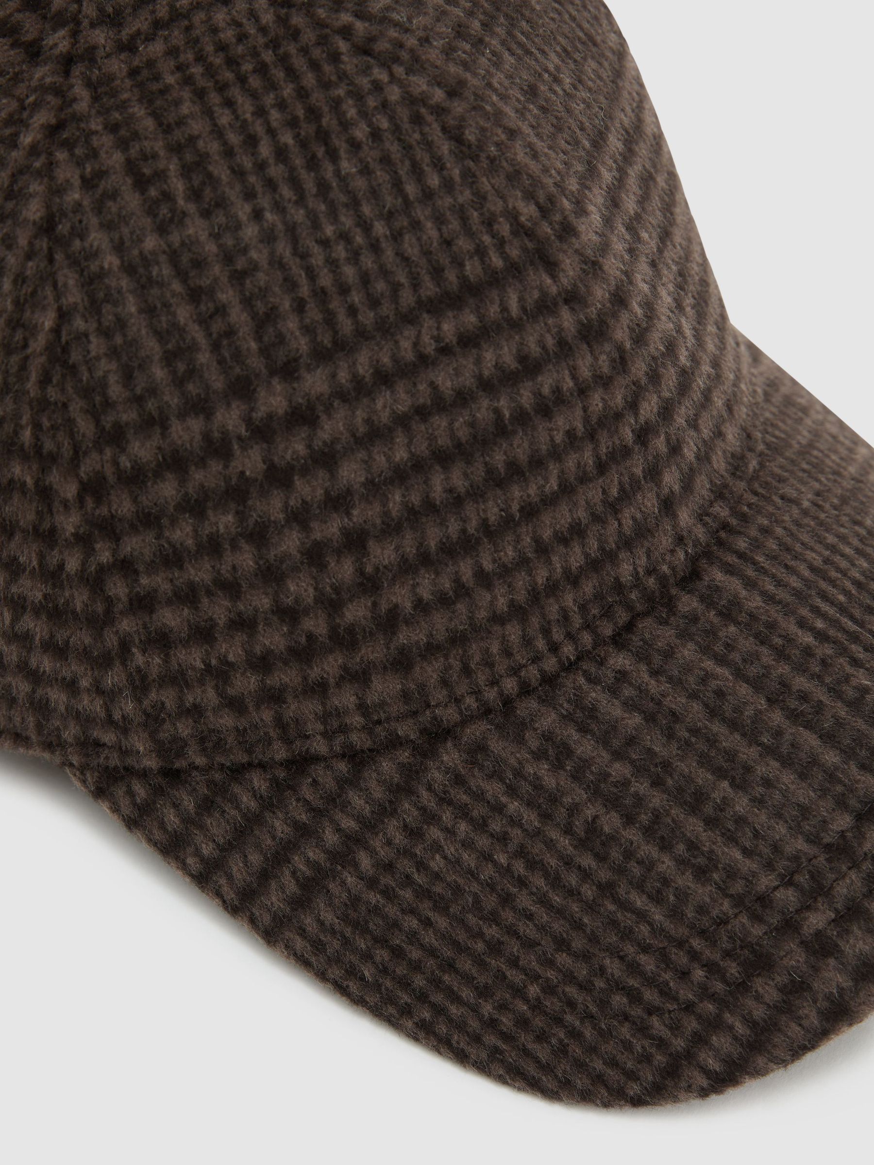 Wool-Blend Houndstooth-Check Baseball Cap in Brown - Image 6 of 6