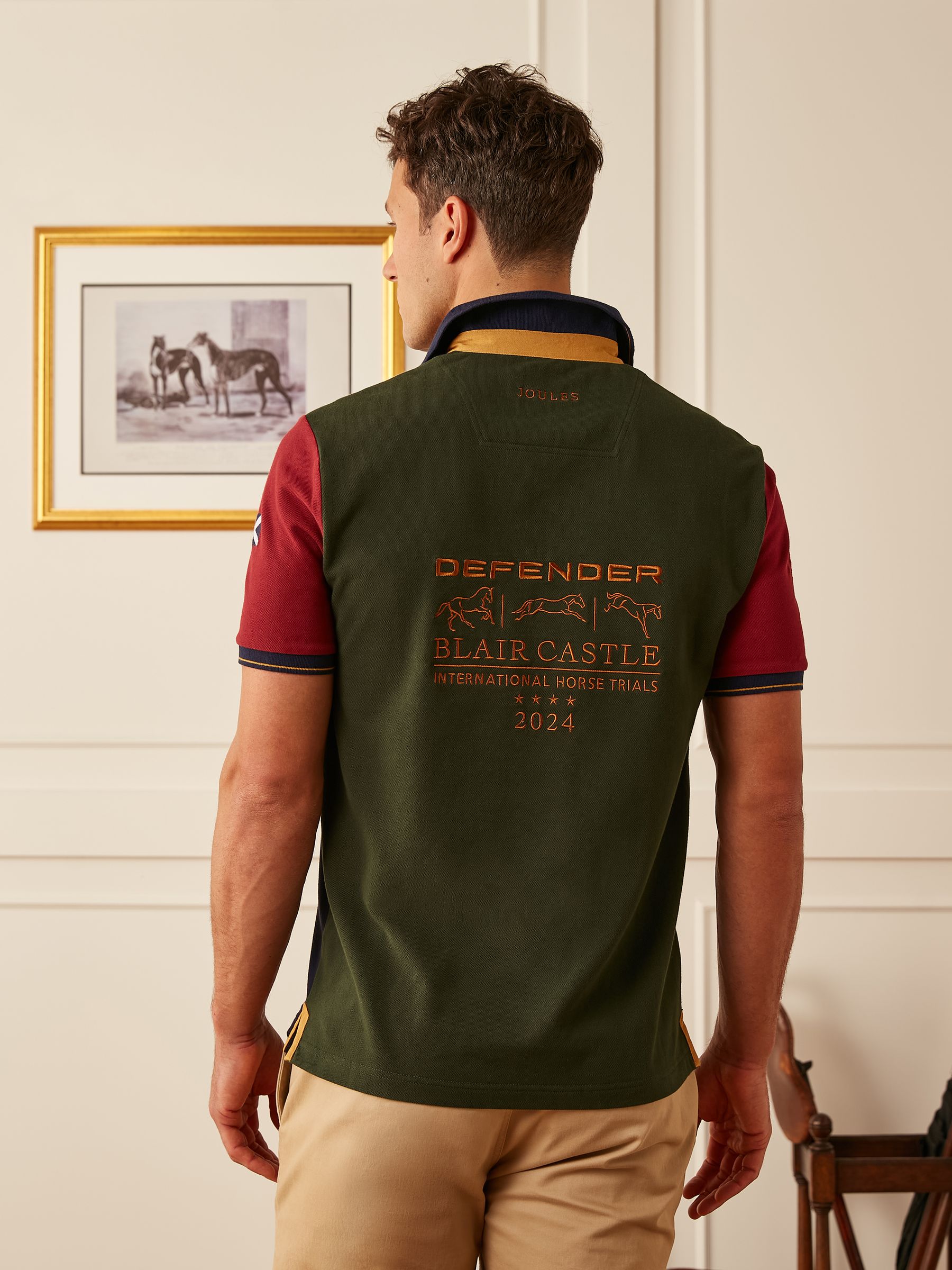 Official Blair Navy/Burgundy Chevron Colourblock Polo Shirt - Image 2 of 4