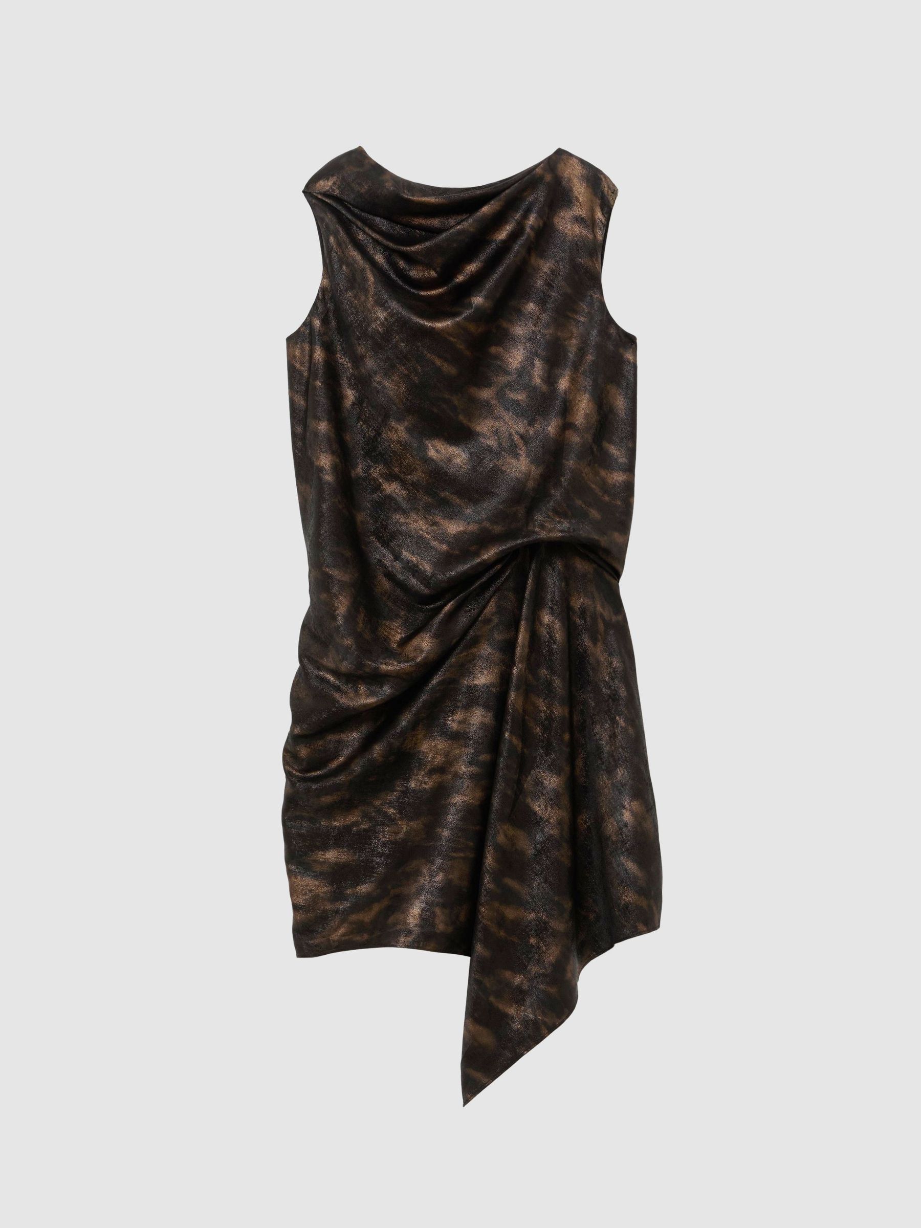 Metallic-Thread Printed Draped Mini Dress in Black/Gold - Bild 2 von 8 Metallic-Thread Printed Draped Mini Dress in Black/Gold - Bild 2 von 8