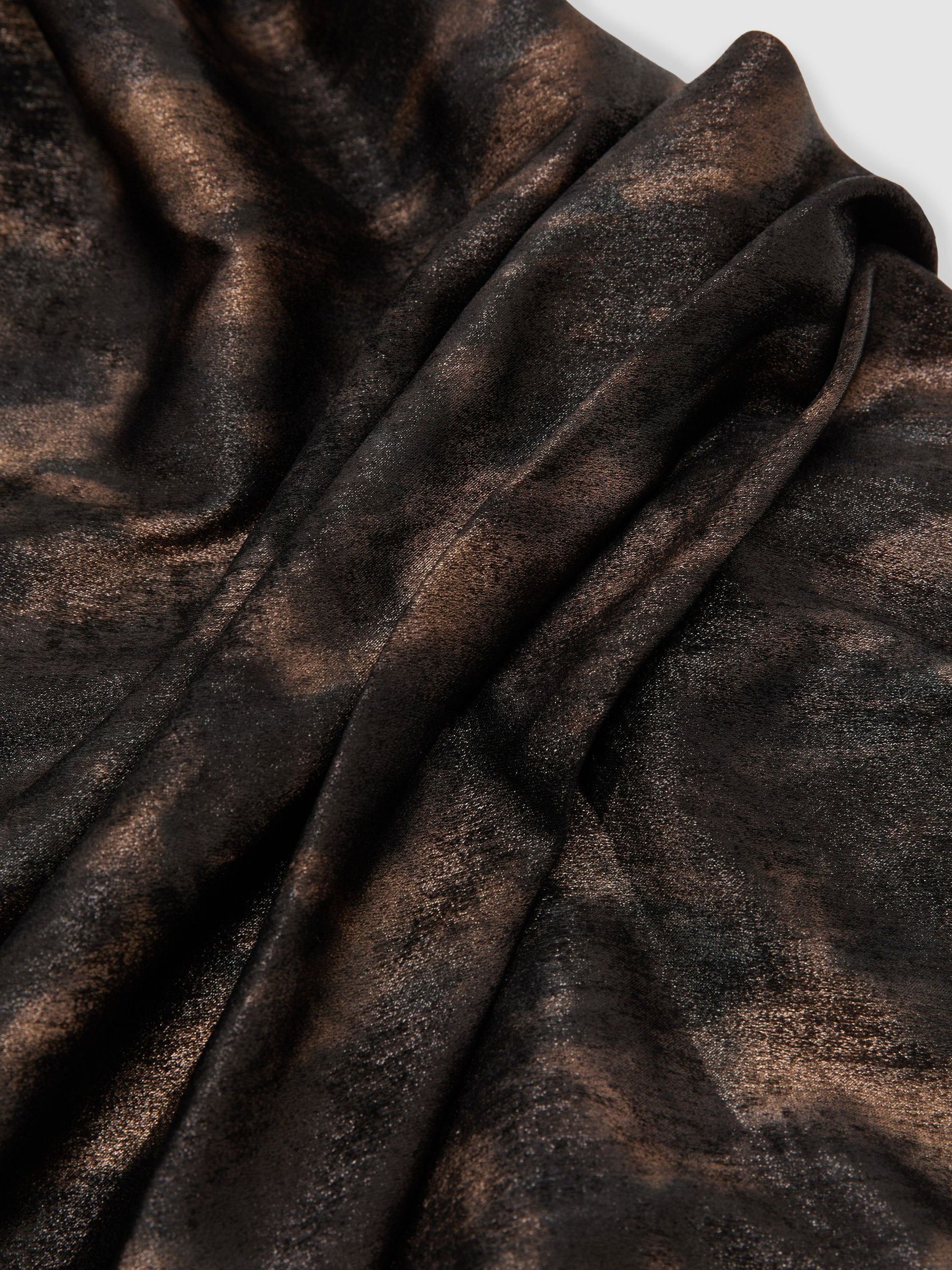 Metallic-Thread Printed Draped Mini Dress in Black/Gold - Bild 8 von 8