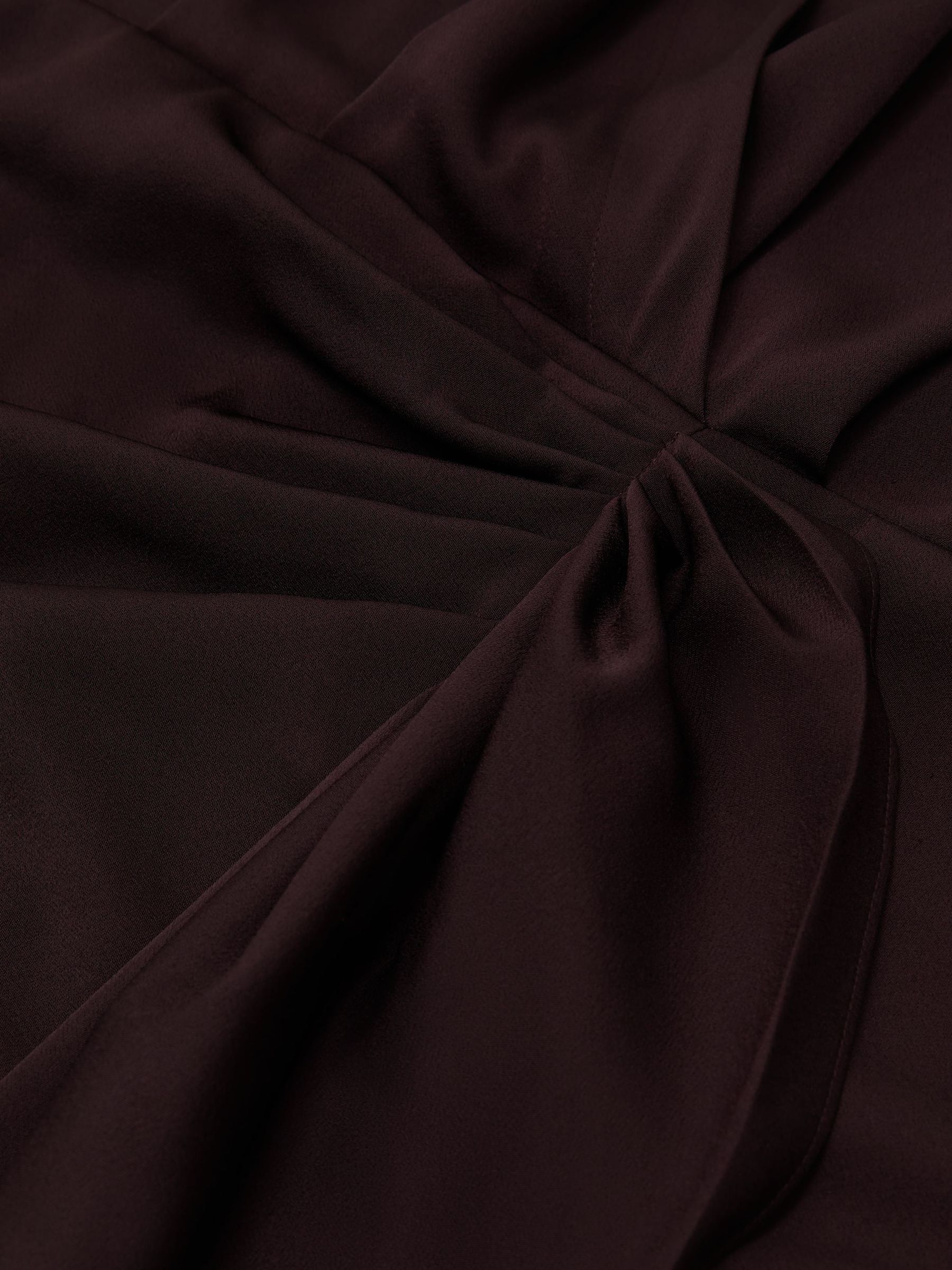 Collared Long-Sleeve Wrap Mini Dress in Grape Burgundy - Image 7 of 7