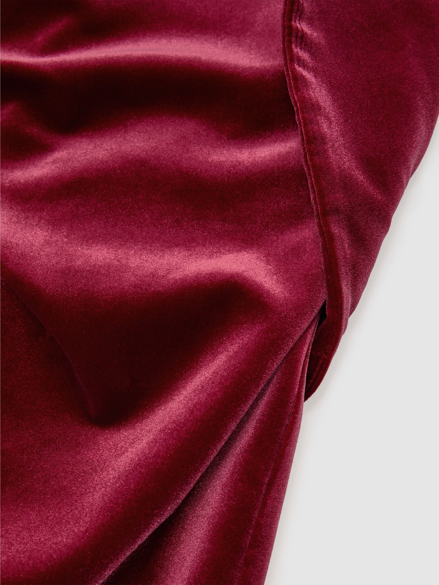 Velvet Structured Strapless Midi Dress in Red - Image 8 of 8