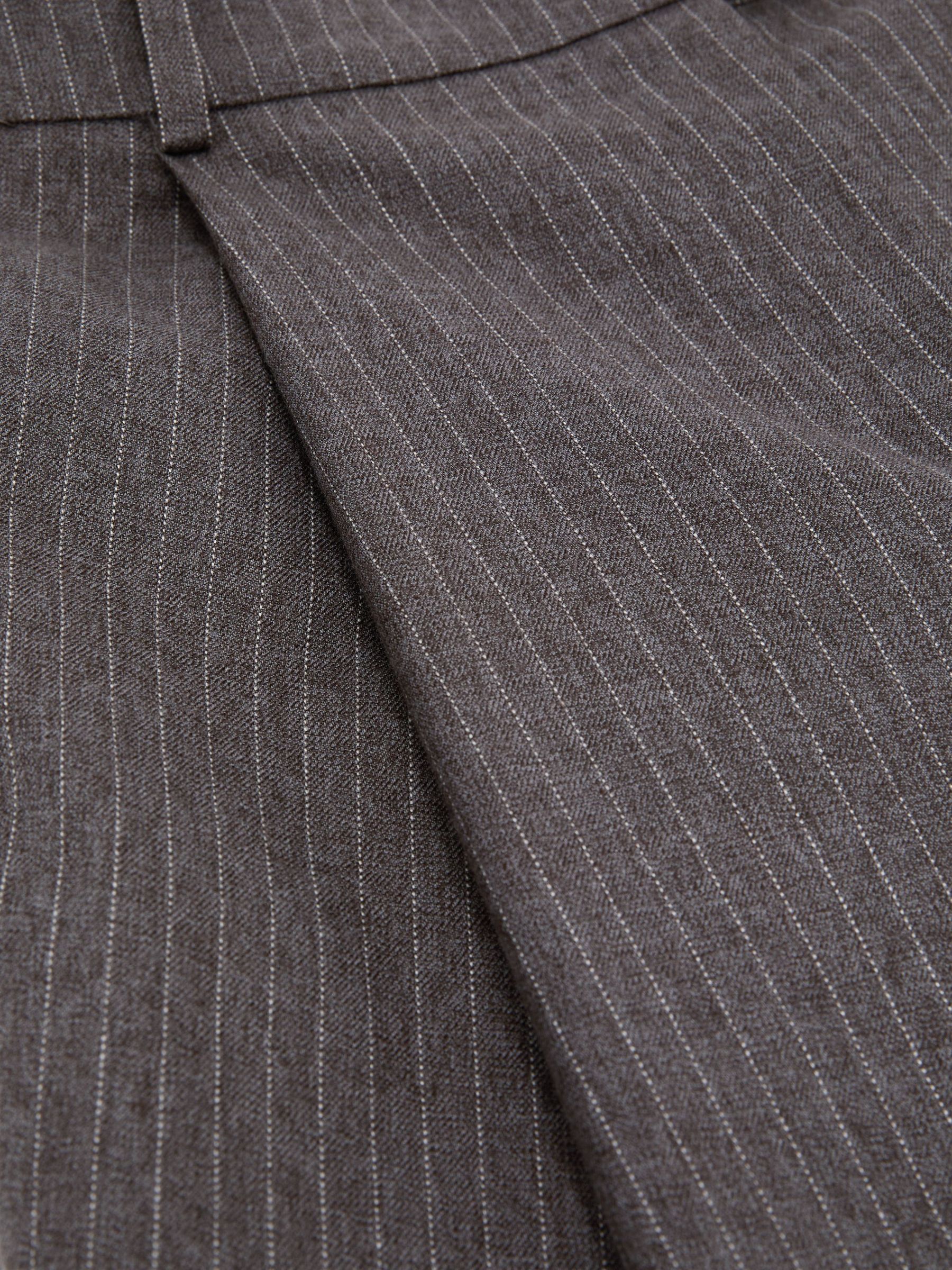 Pinstripe Pleated Barrel-Leg Trousers in Taupe Neutral - Image 6 of 6