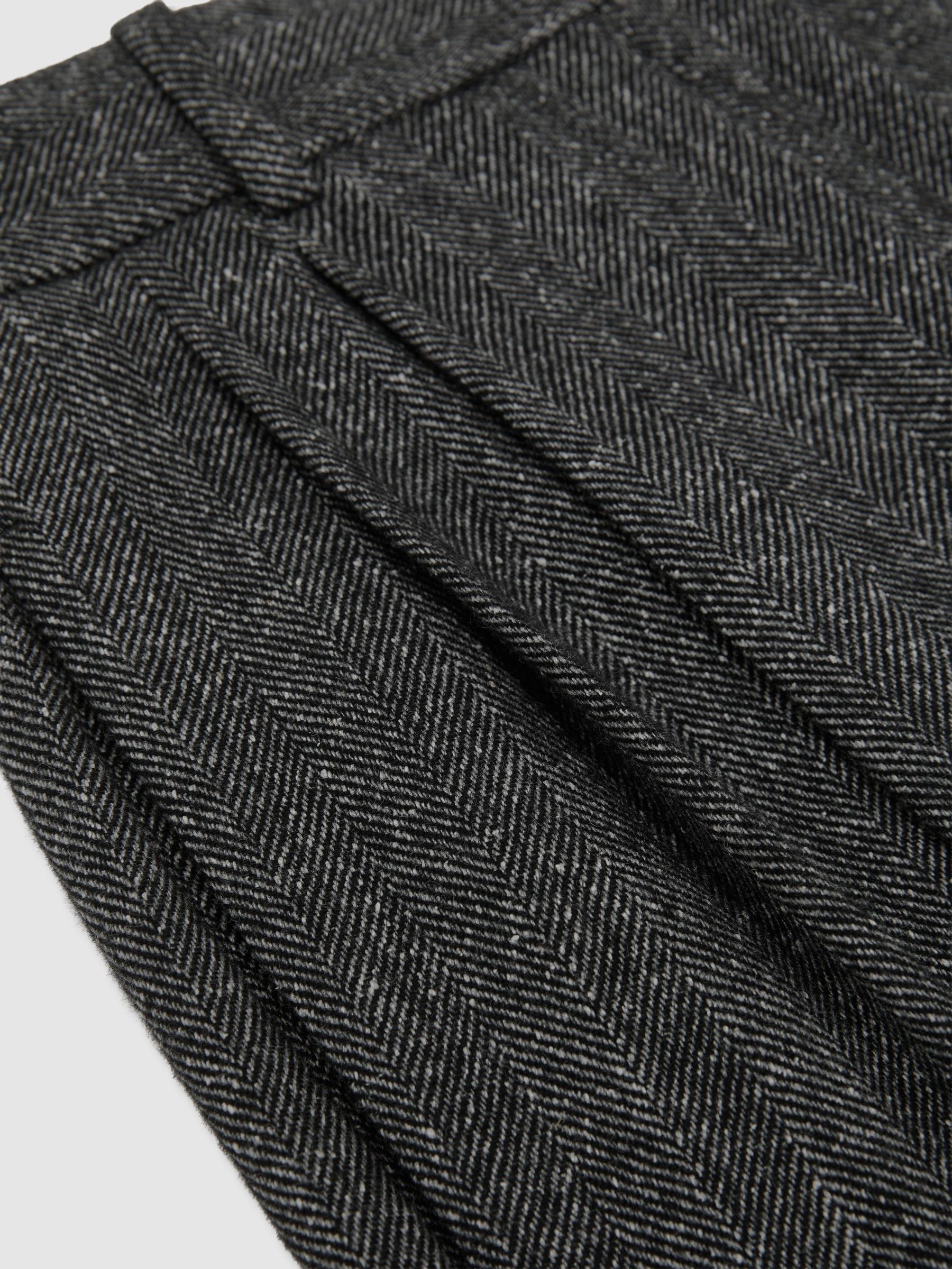 Wool-Silk Herringbone Wide-Leg Trousers in Dark Grey - Image 8 of 8