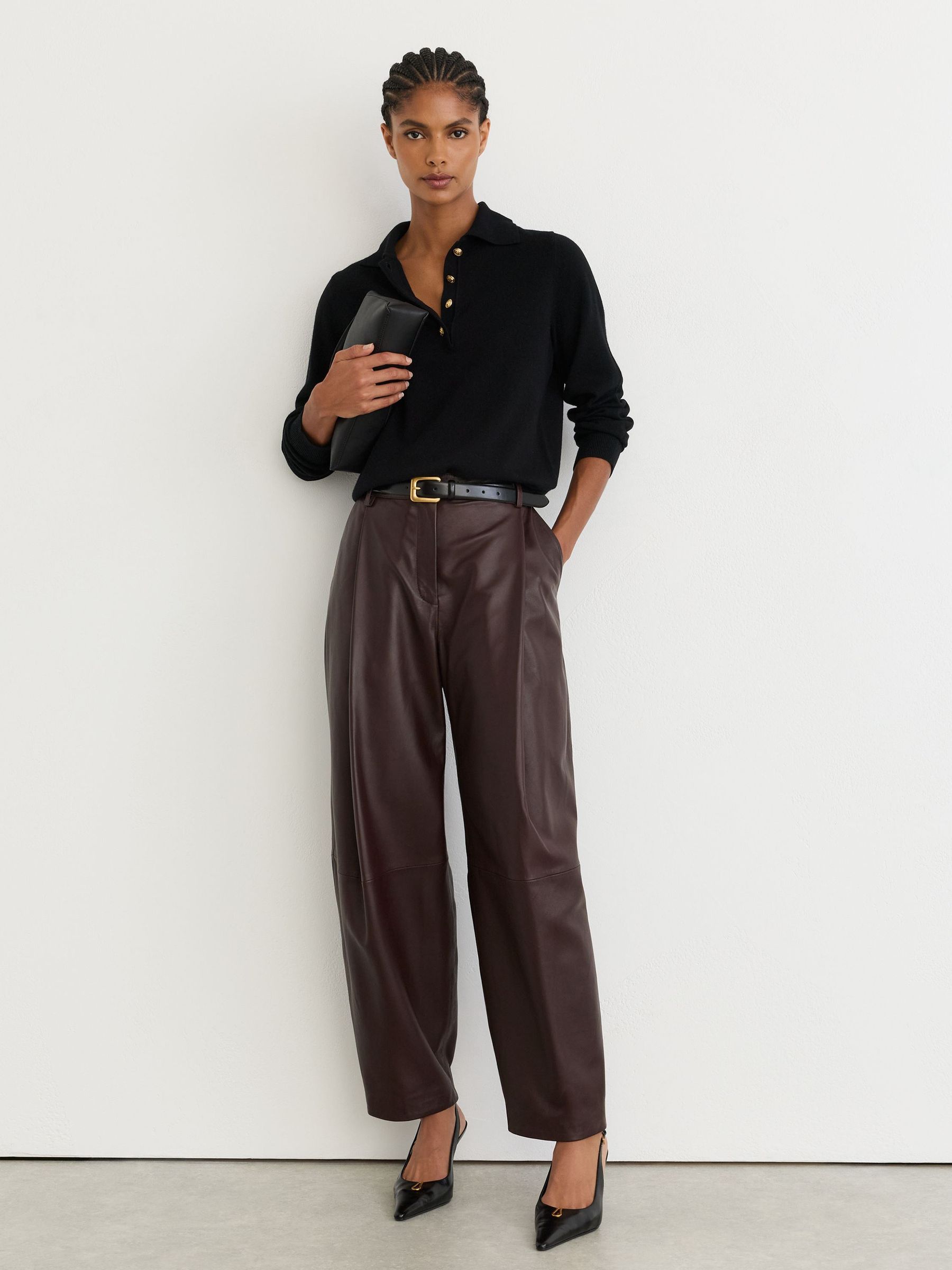 Wool-Cashmere Half-Button Jumper in Black - Image 4 of 6