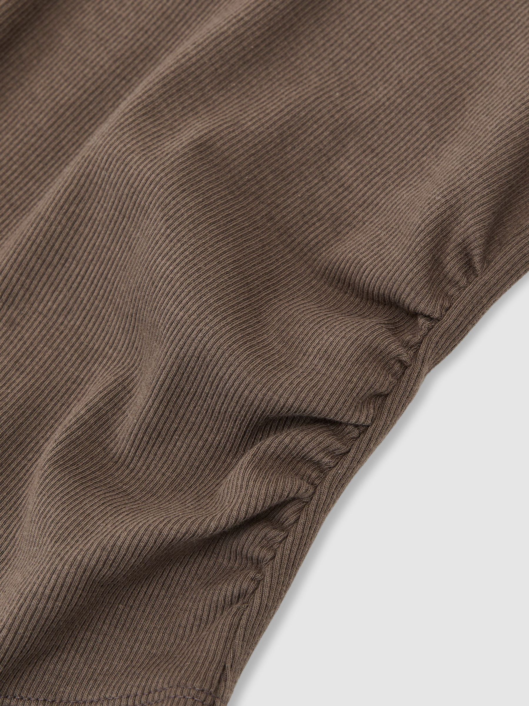 Stretch-Cotton Notch-Neck Top in Mocha Brown - Image 6 of 6